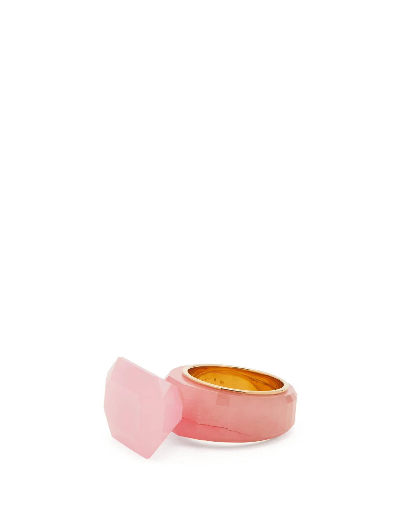 Faceted jade gold-plated ring - 4