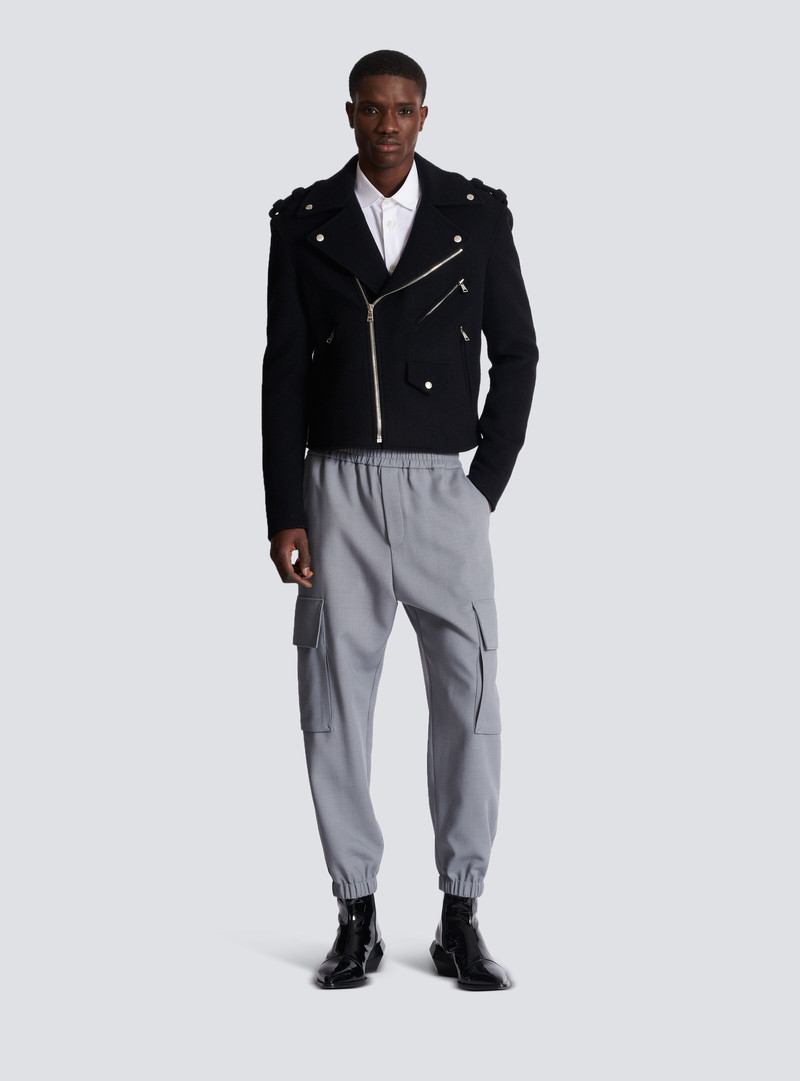 Balmain Biker jacket in felted wool outlook