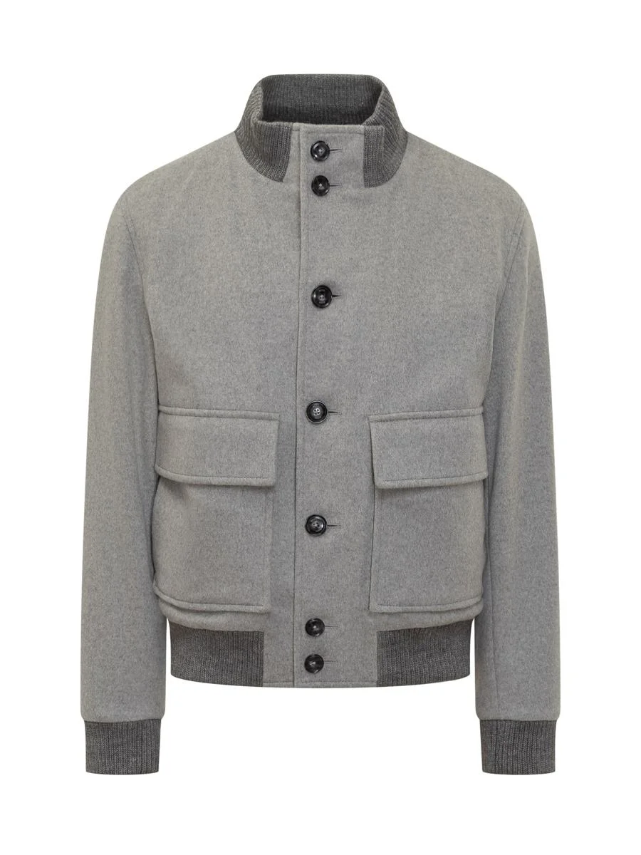 Boss Boss Grey Wool Jacket With Front Pockets - 1