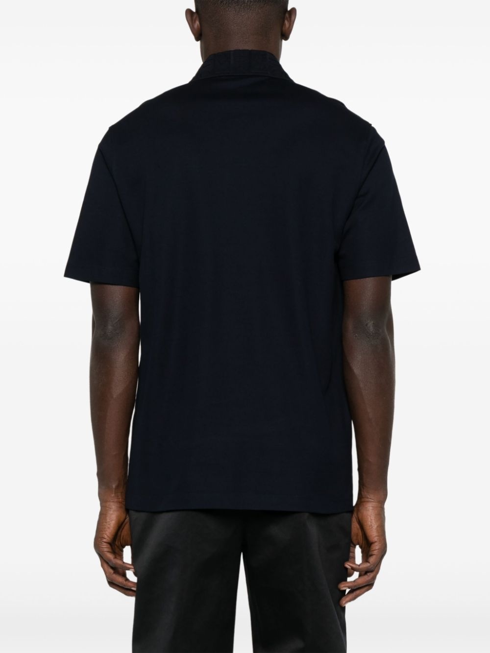 jacquard-pocket V-neck polo shirt - 3