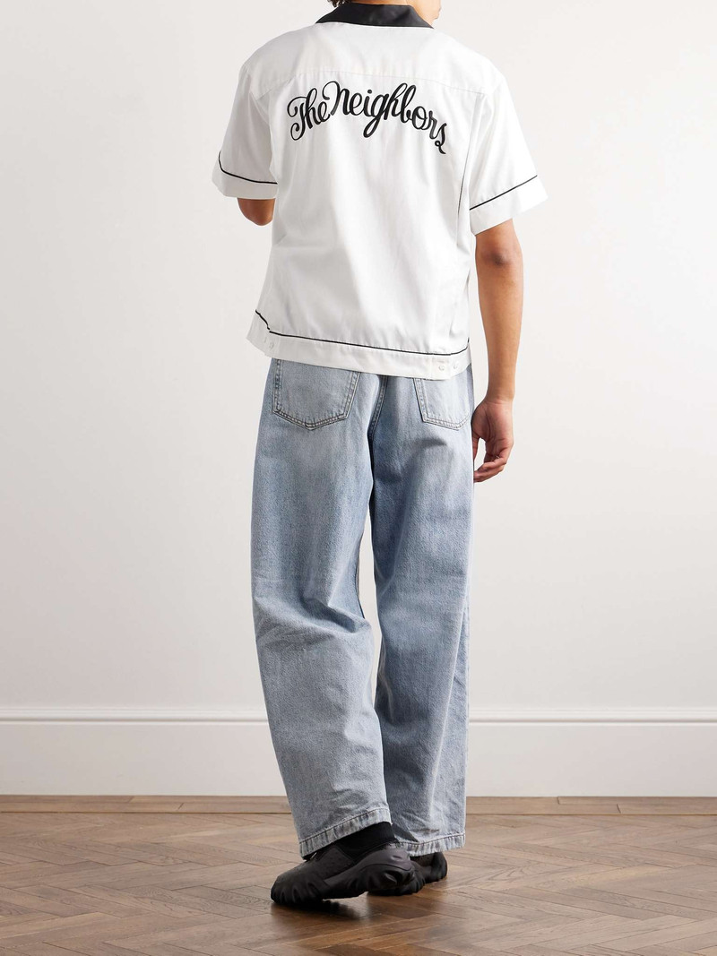 NEIGHBORHOOD Cropped Camp-Collar Satin-Trimmed Embroidered Twill Shirt outlook
