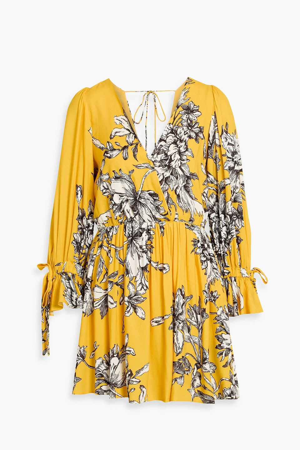 Clarissa bow-detailed floral-print crepe mini dress - 1