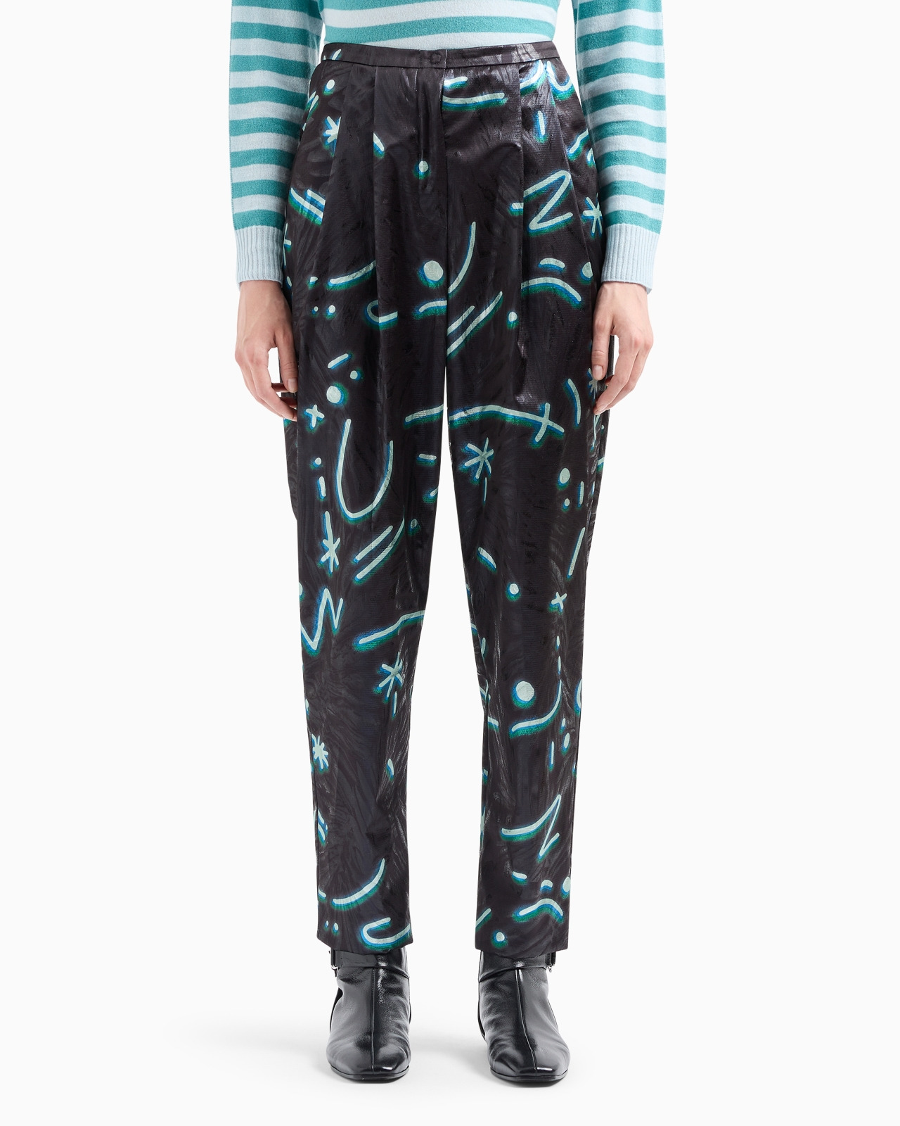 Lurex trousers with pleats with all-over Starry Sky print - 2