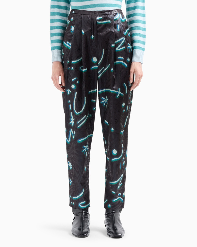 Lurex trousers with pleats with all-over Starry Sky print 2