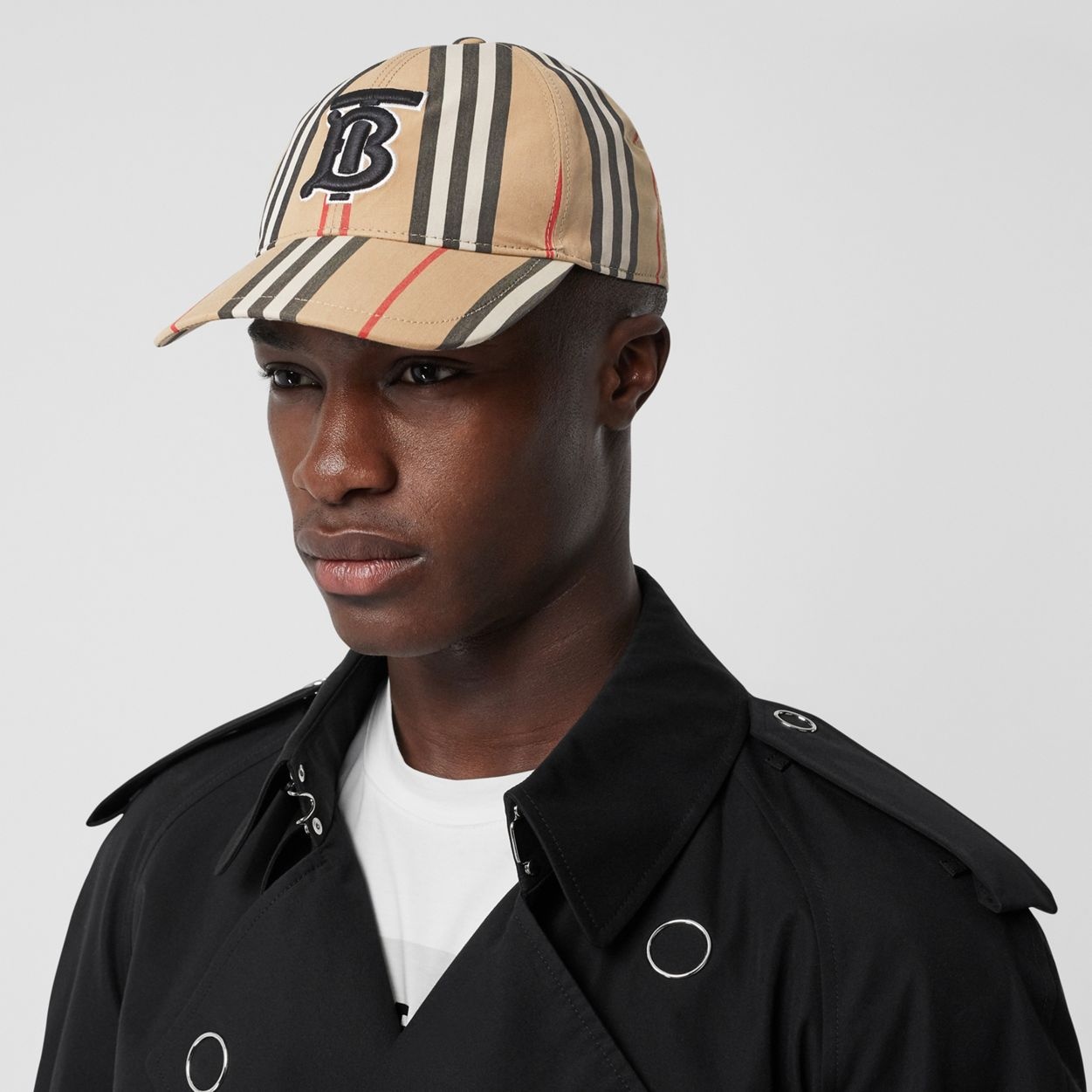 Monogram Motif Icon Stripe Cotton Baseball Cap - 4