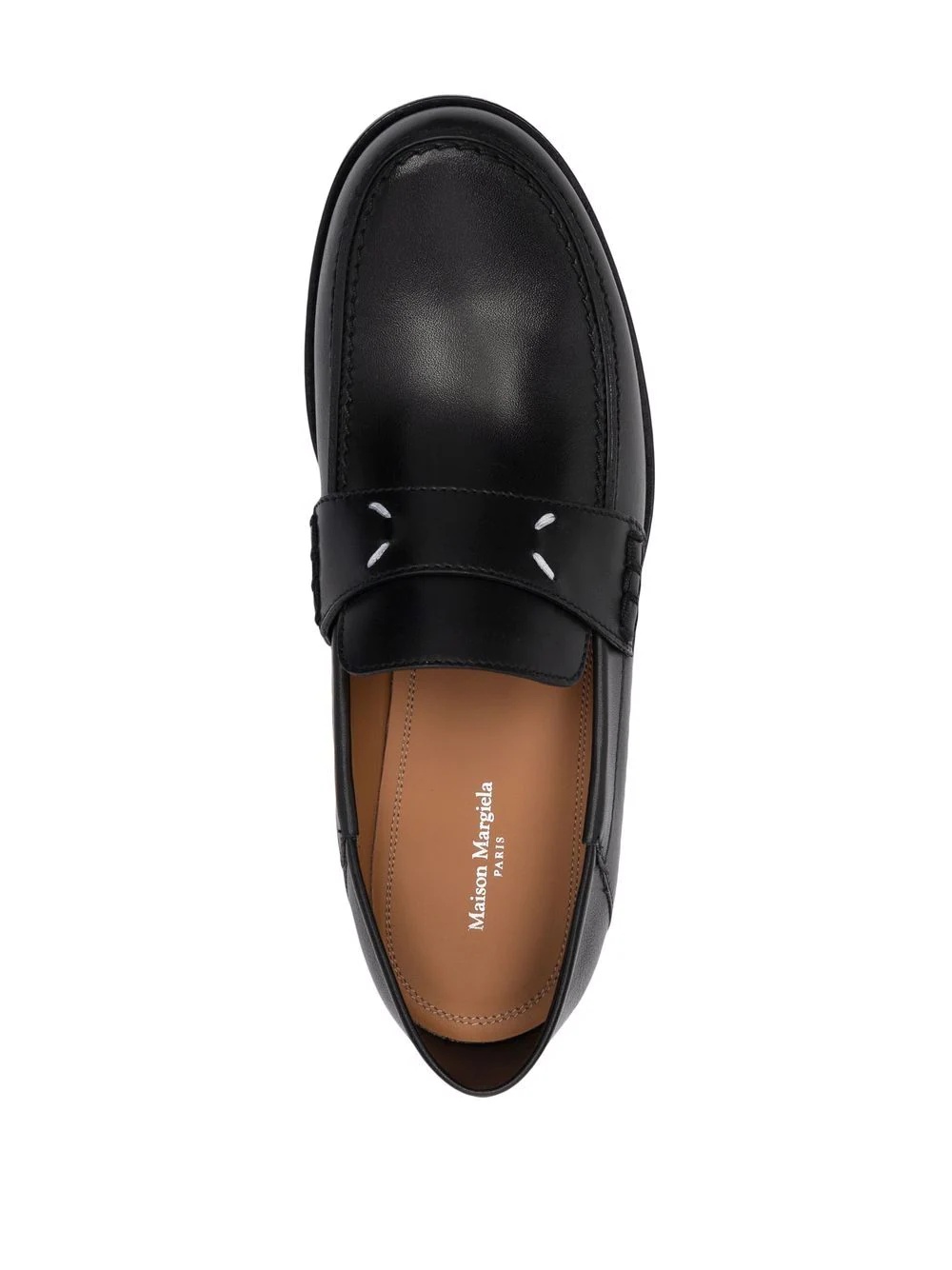 four-stitch logo leather loafers - 4