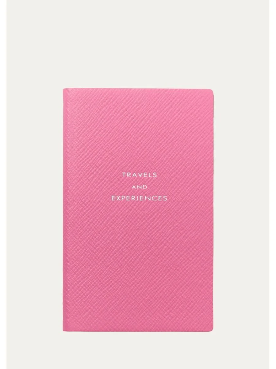 "Travels and Experiences" Panama Leather Notebook, Flamingo - 1