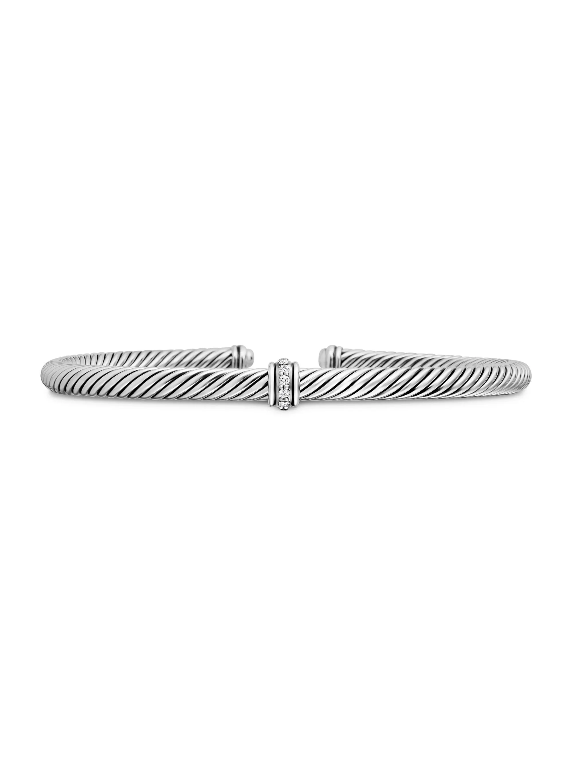 Women's Cable Classics Center Station Bracelet with Pavé Diamonds - Sterling Silver - 1