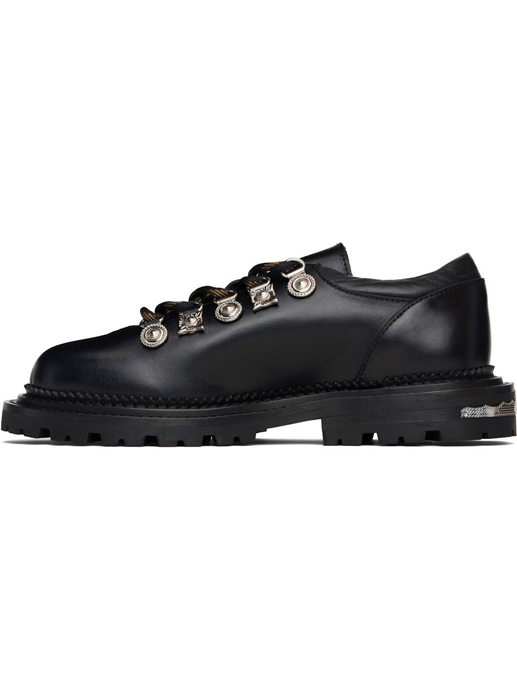 Black Hard Leather Oxfords - 3