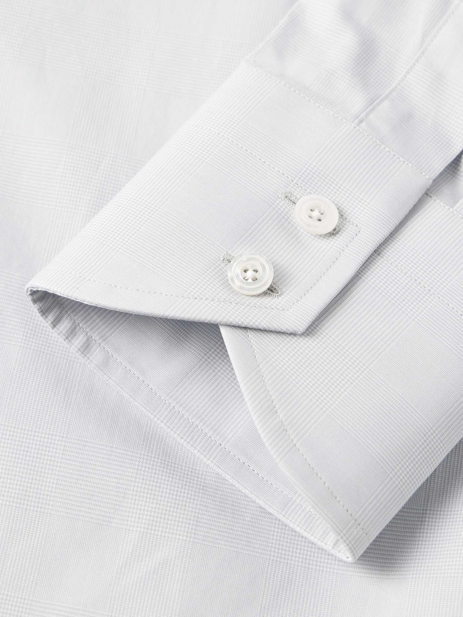 Slim-Fit Cutaway-Collar Prince Of Wales Checked Cotton-Poplin Shirt - 5