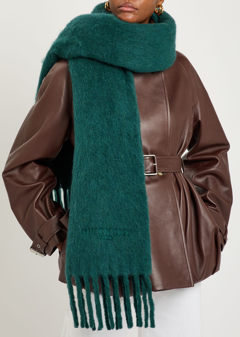 Givenchy Givenchy Logo-embroidered Fringed Alpaca-blend Scarf outlook