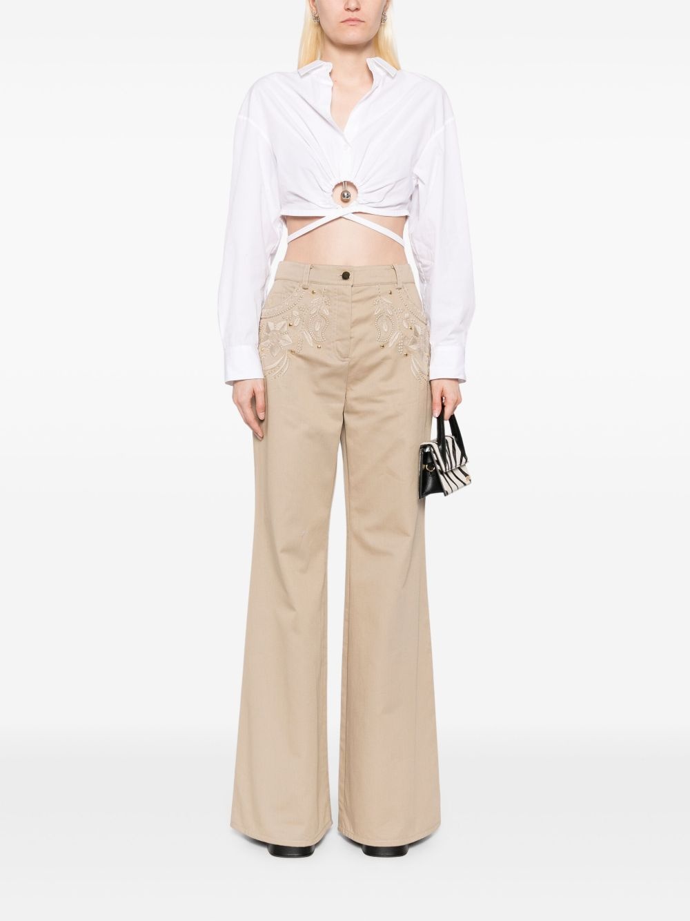 embroidered gabardine pants - 2