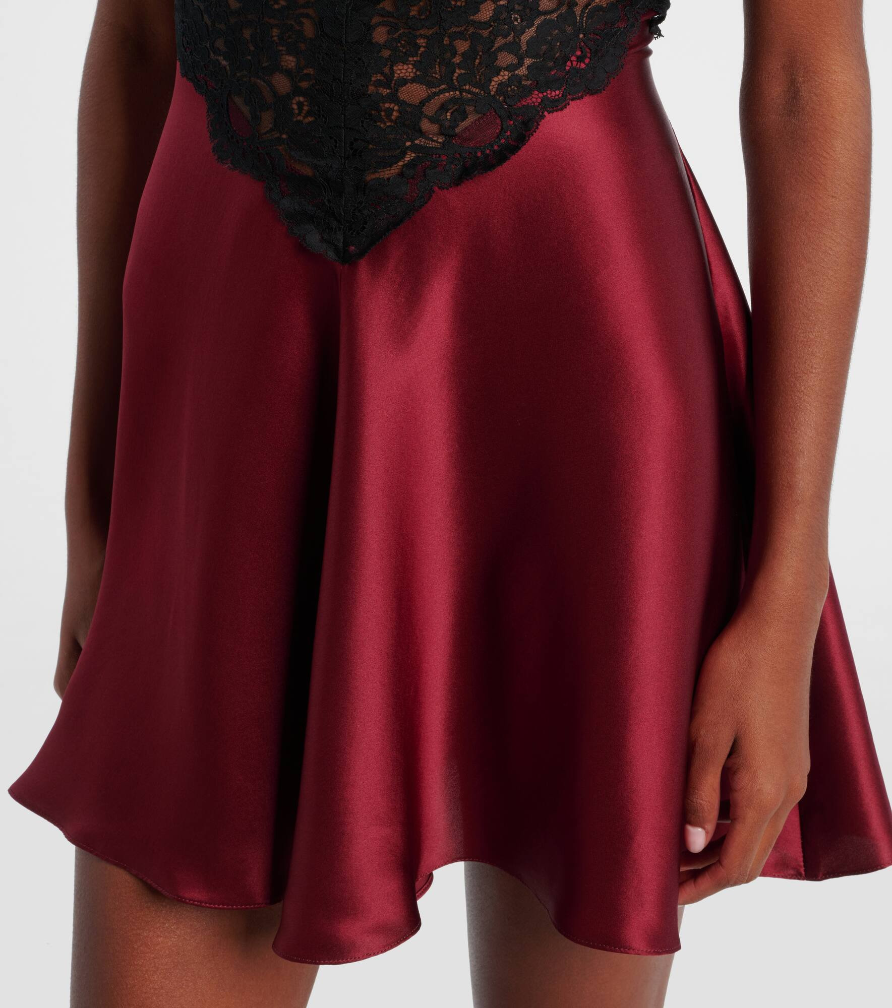 Lace-trimmed silk cocktail dress - 5