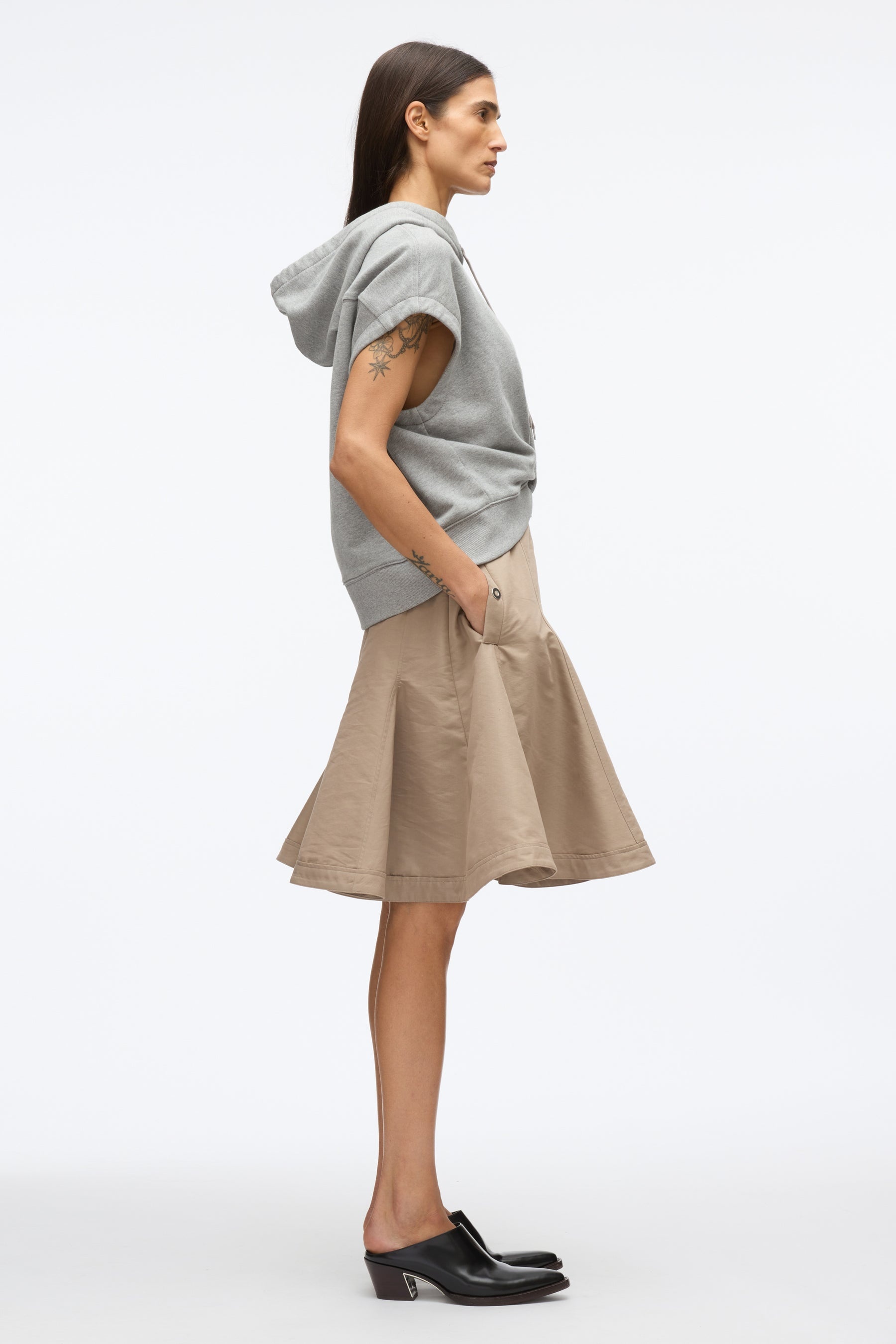Hoodie Dress with Flounce Skirt - 3