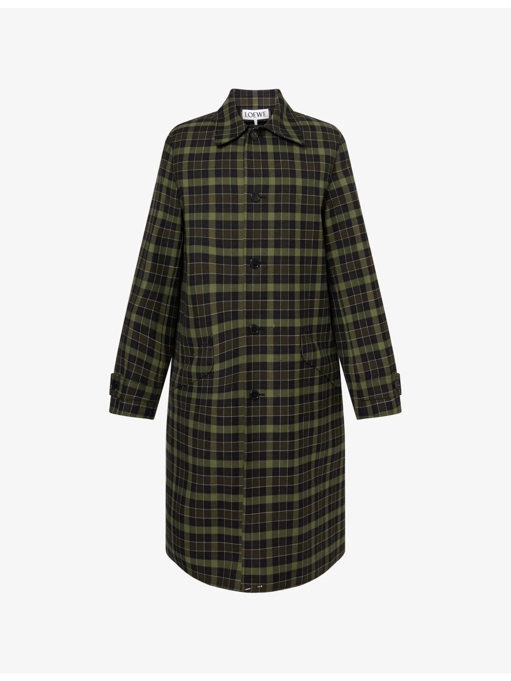 Checked Single-Breasted Cotton-Wool Blend Coat - 1