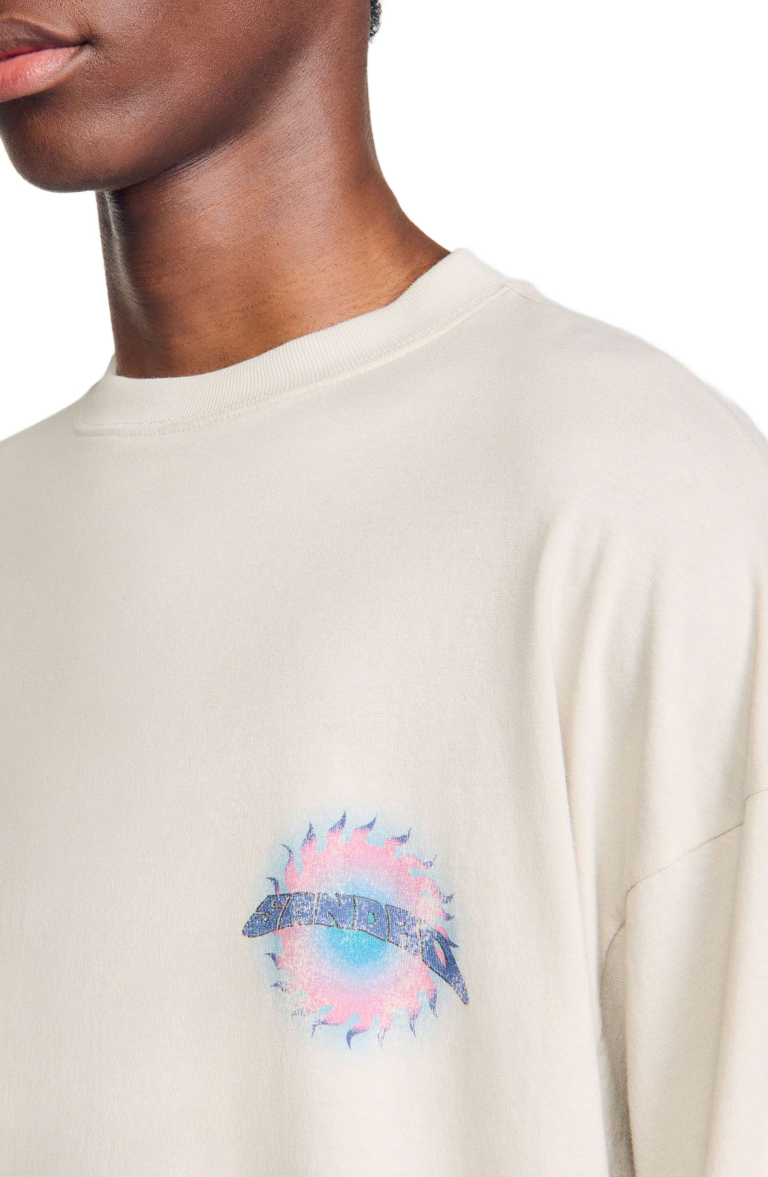 SANDRO Sun motif T-shirt in Vintage White at Nordstrom - 4