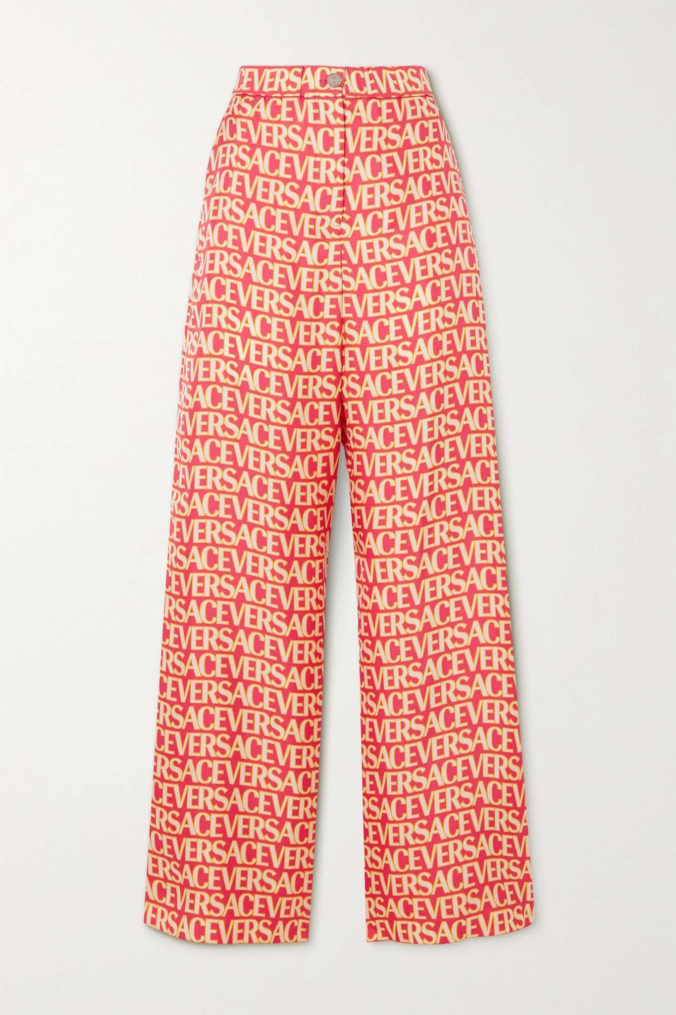 Printed silk-twill wide-leg pants - 1