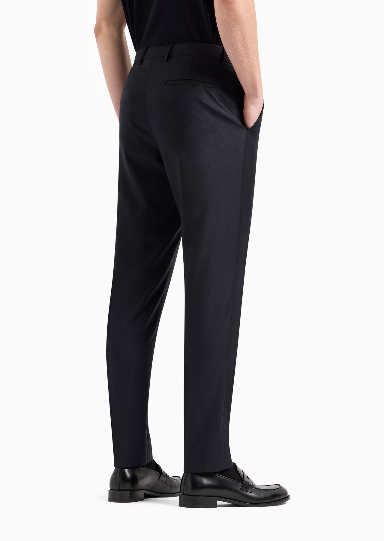 Flat-front trousers in wool and cashmere gabardine - 3