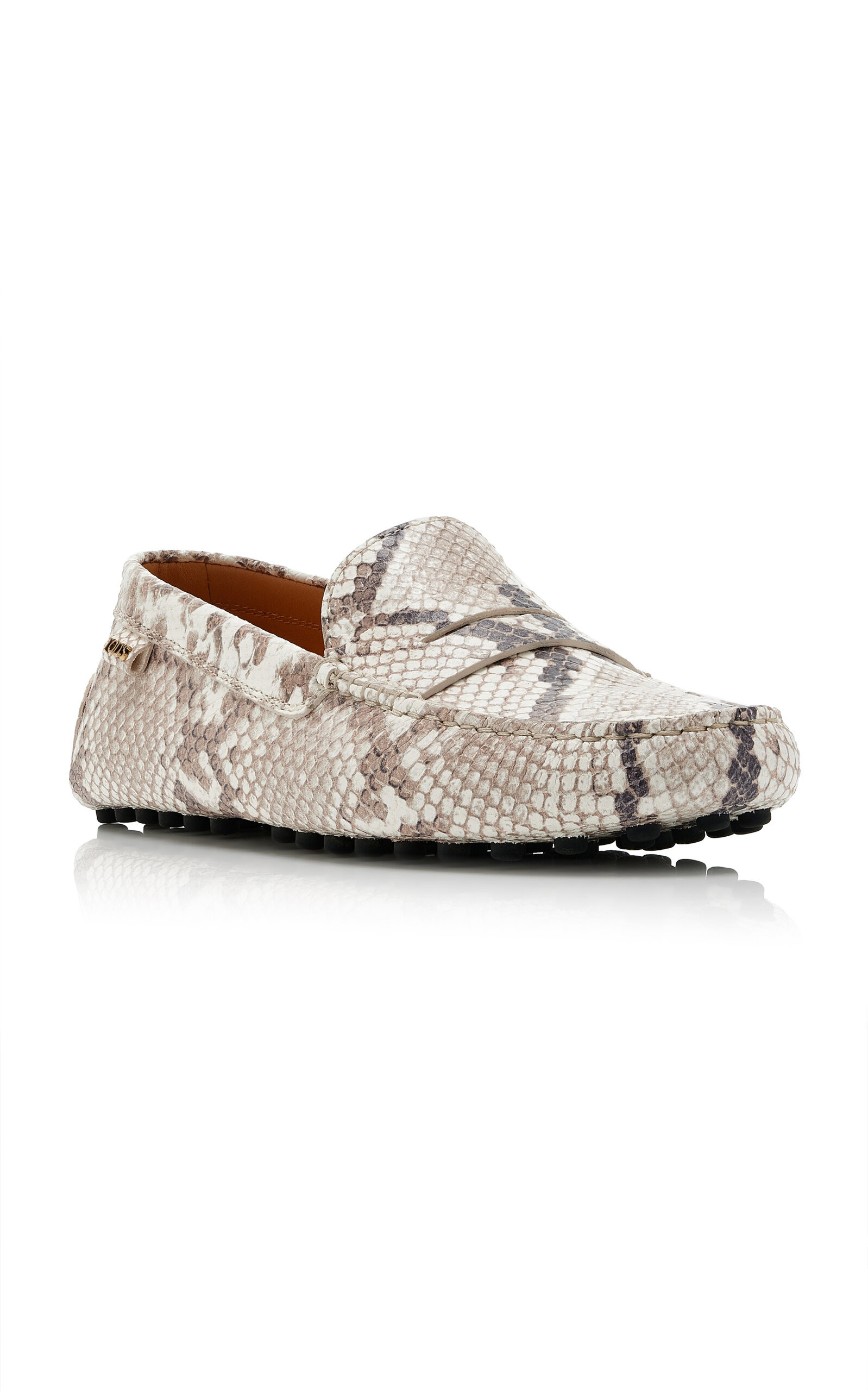Snake-Effect Leather Driving Loafers animal - 4