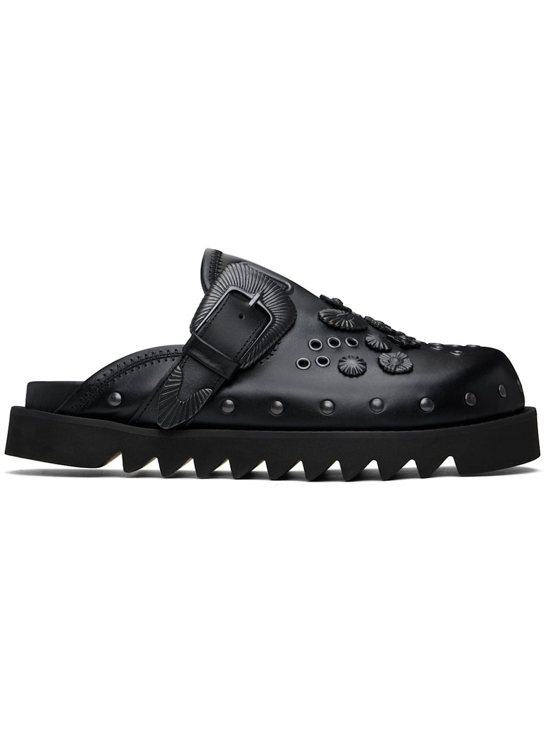 SSENSE Exclusive Black Eyelet Metal Sabot Slip-on Loafers 1