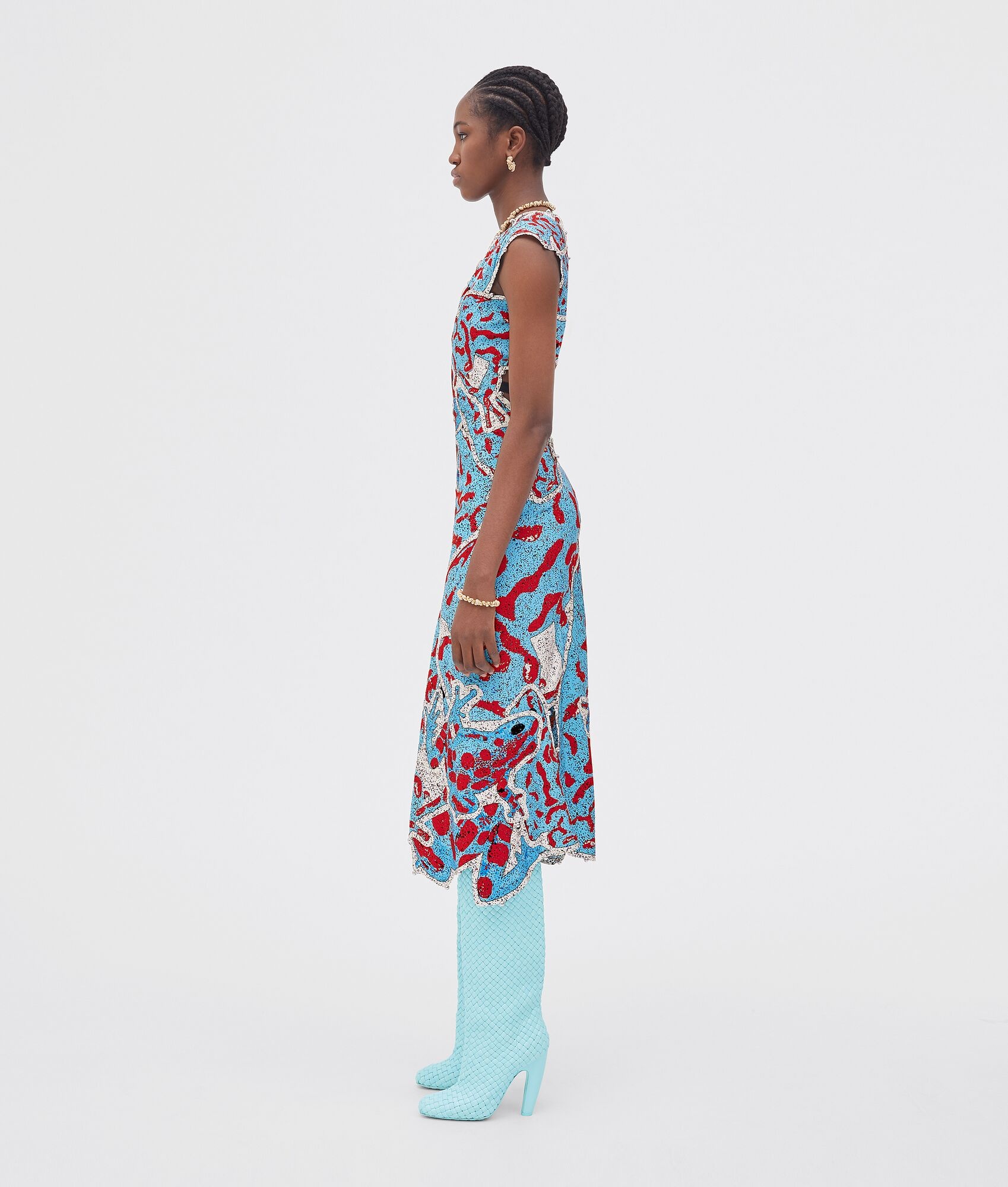 printed silk mix patchwork dress - 2