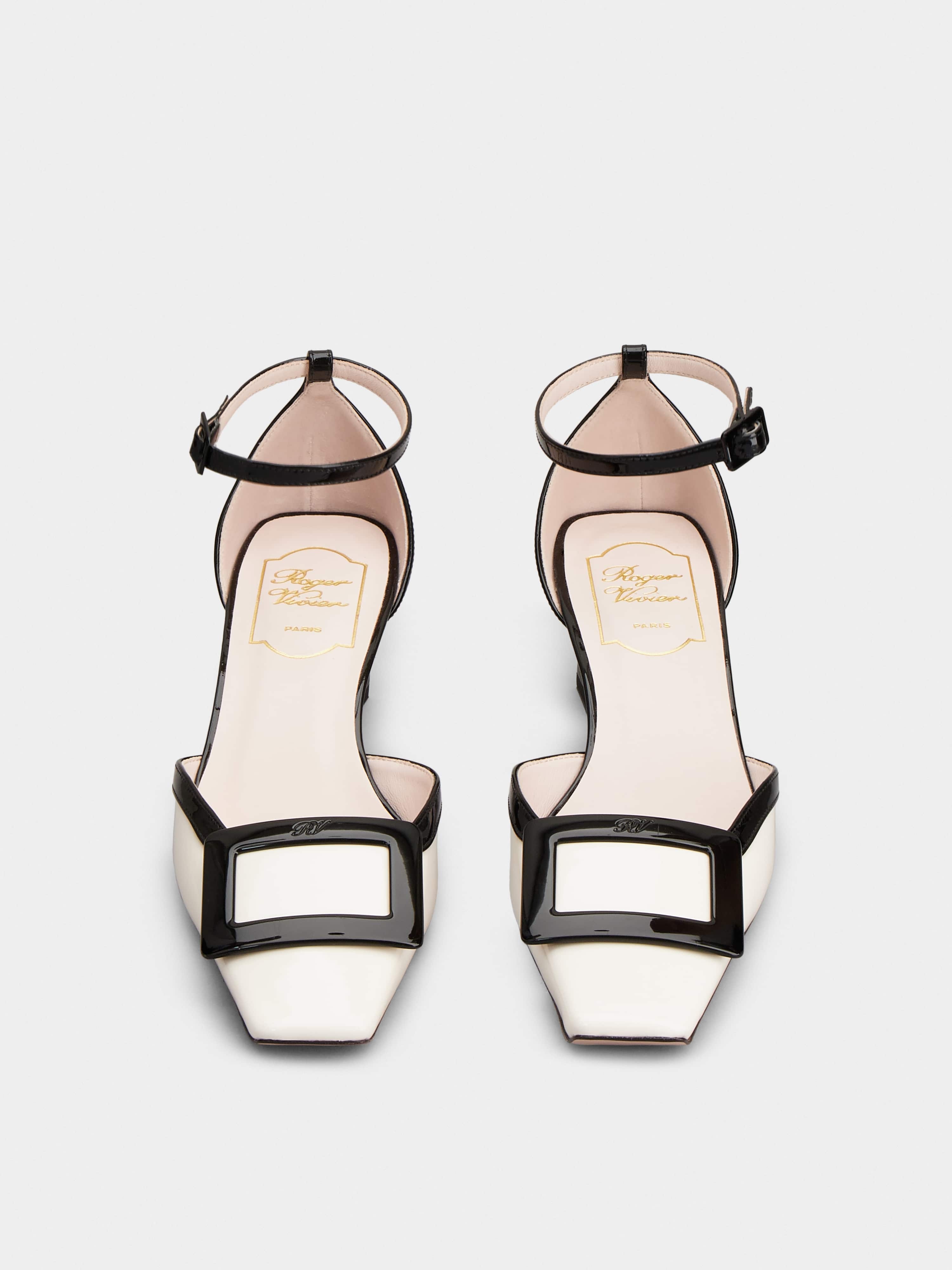 Belle Vivier Ankle Strap Lacquered Buckle Pumps in Patent Leather