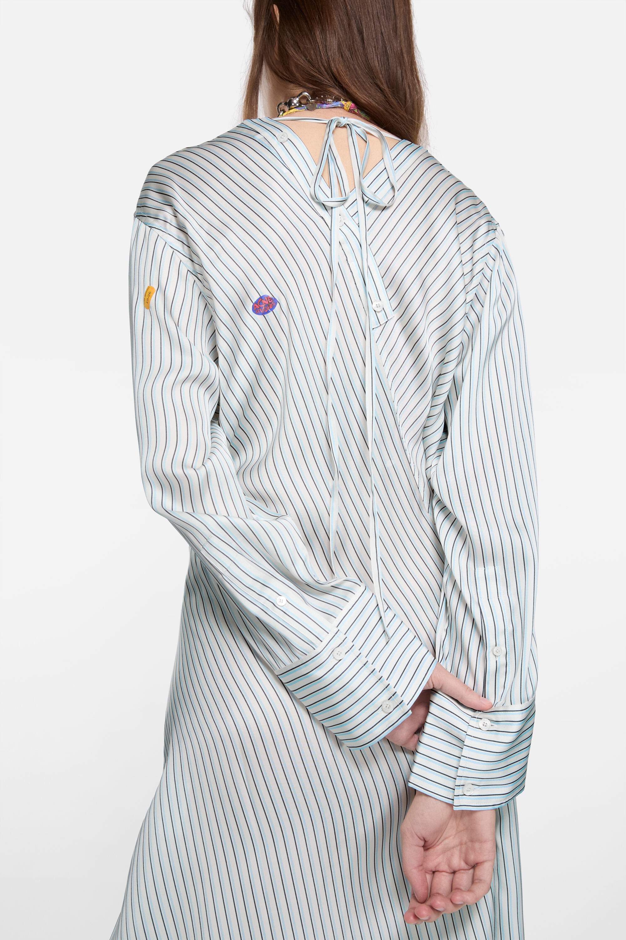 Asymmetric shirt dress - Blue/white - 4
