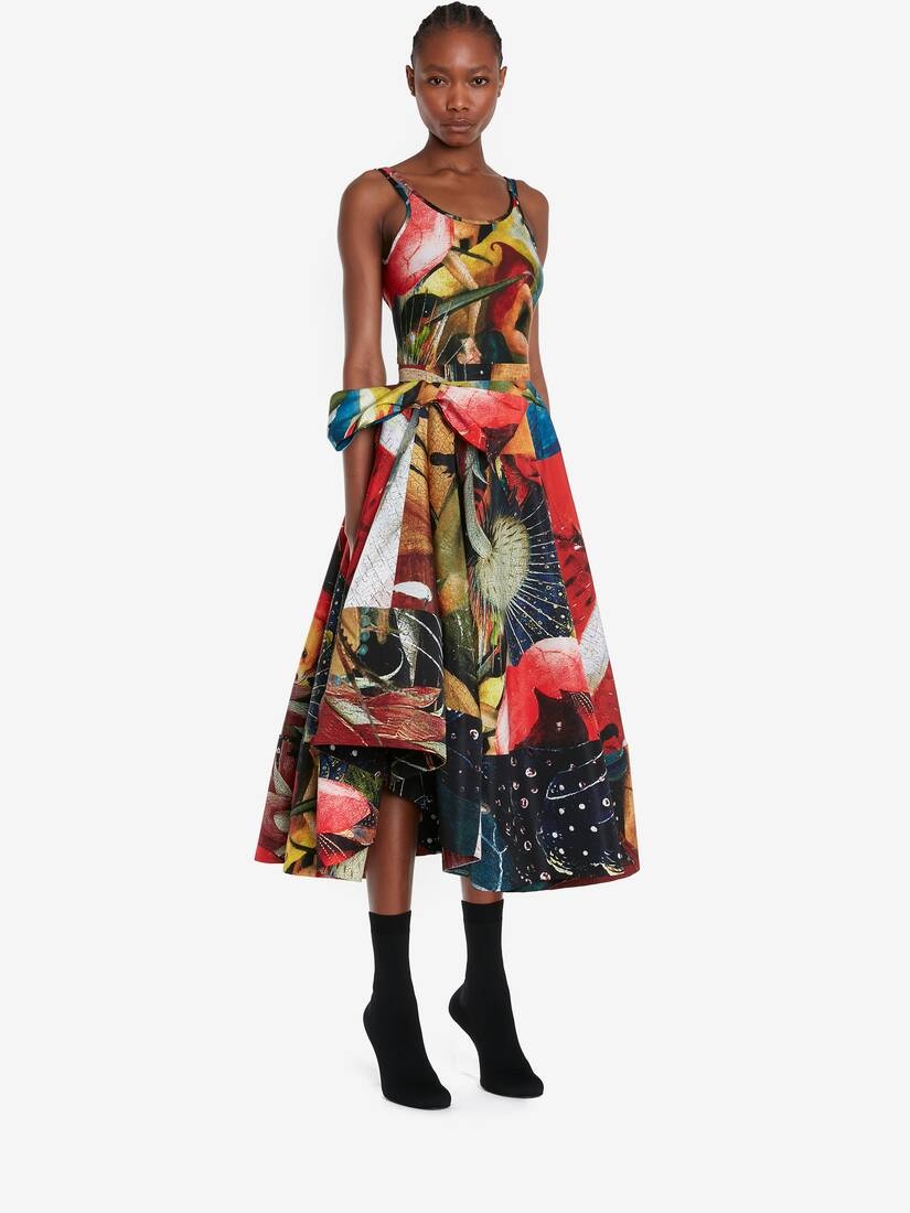 Women's Hieronymus Bosch Bow Slashed Skirt in Multicolor - 3