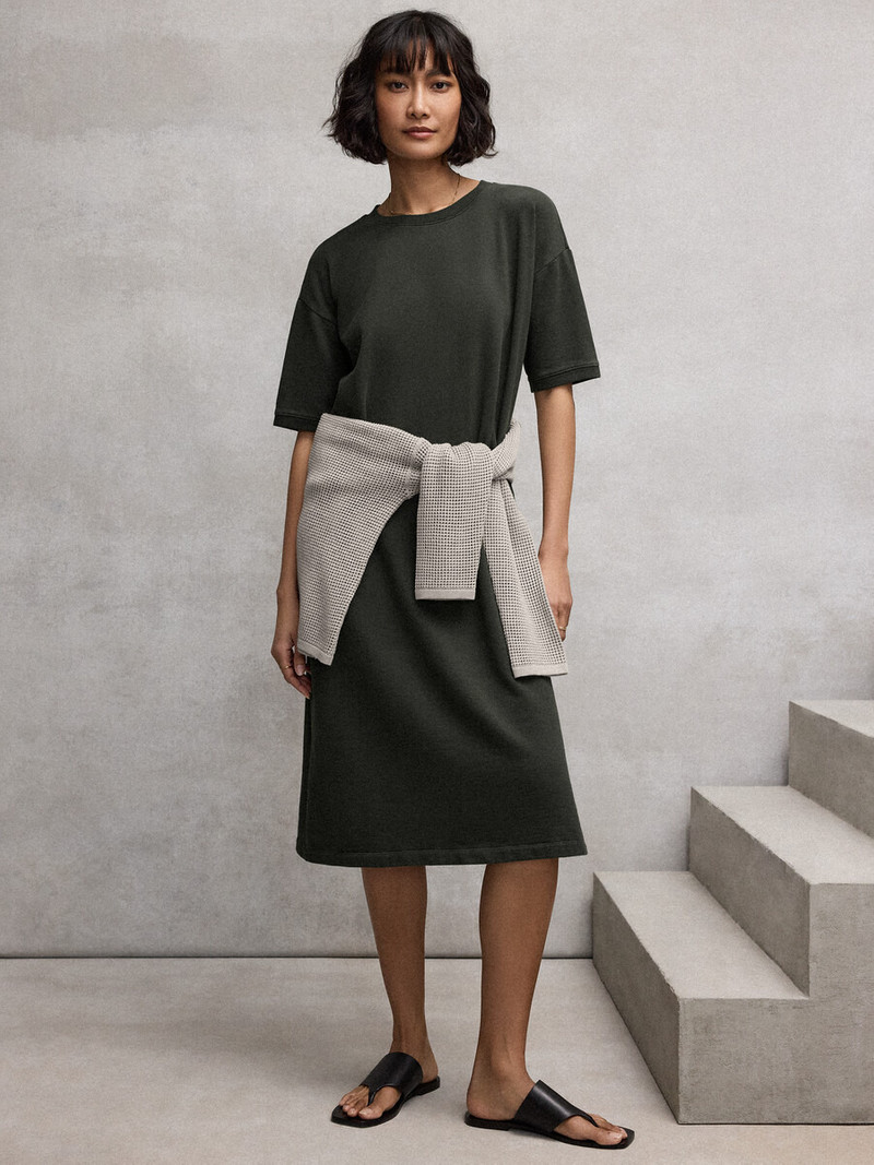 Garment-Dyed Organic Cotton Terry Crew Neck Dress 7
