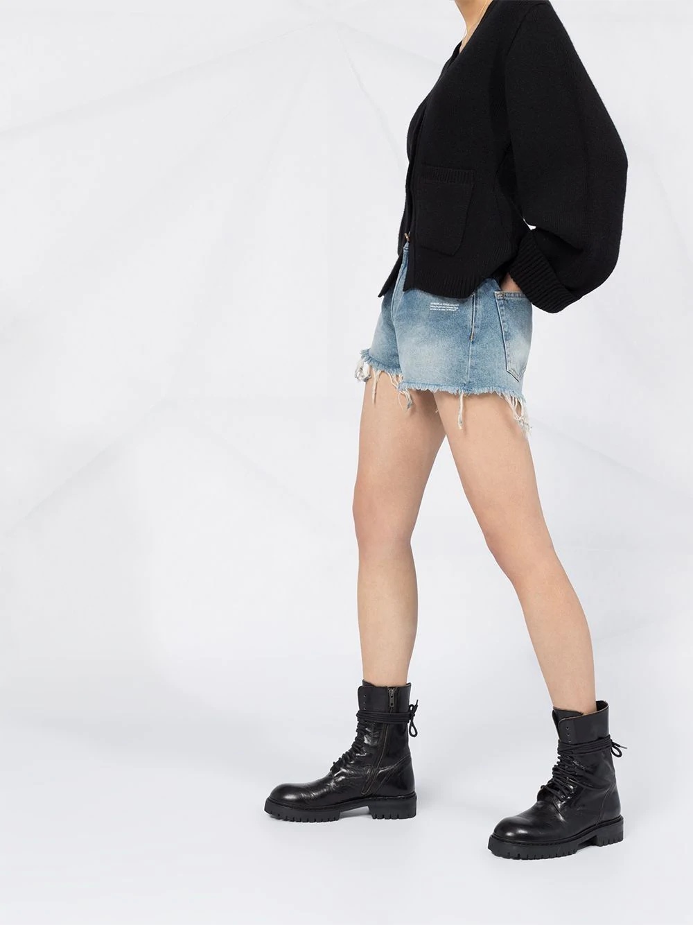 raw hem denim shorts - 6