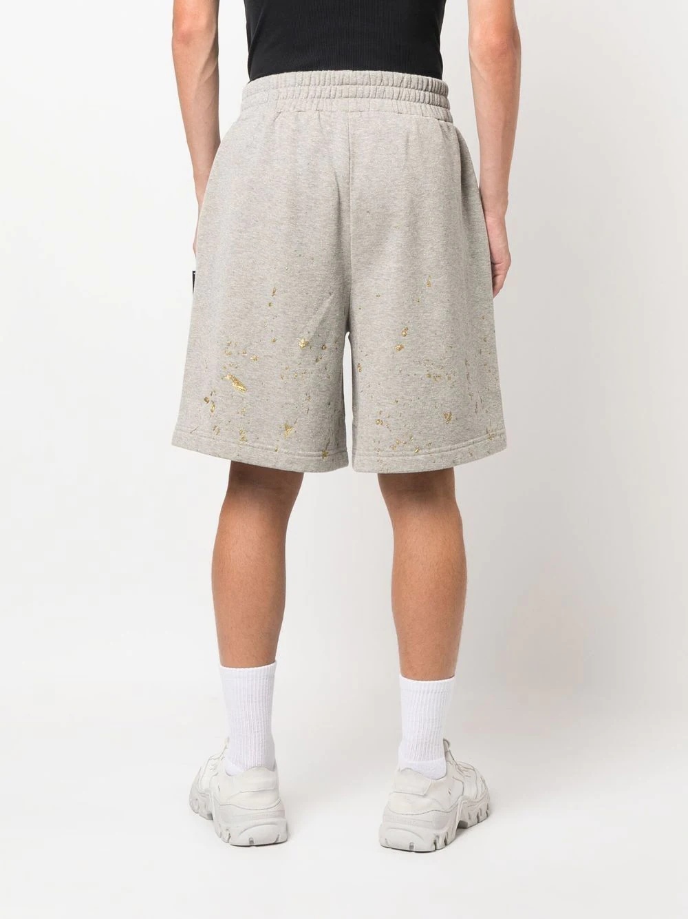 paint-splatter logo-print track shorts - 4