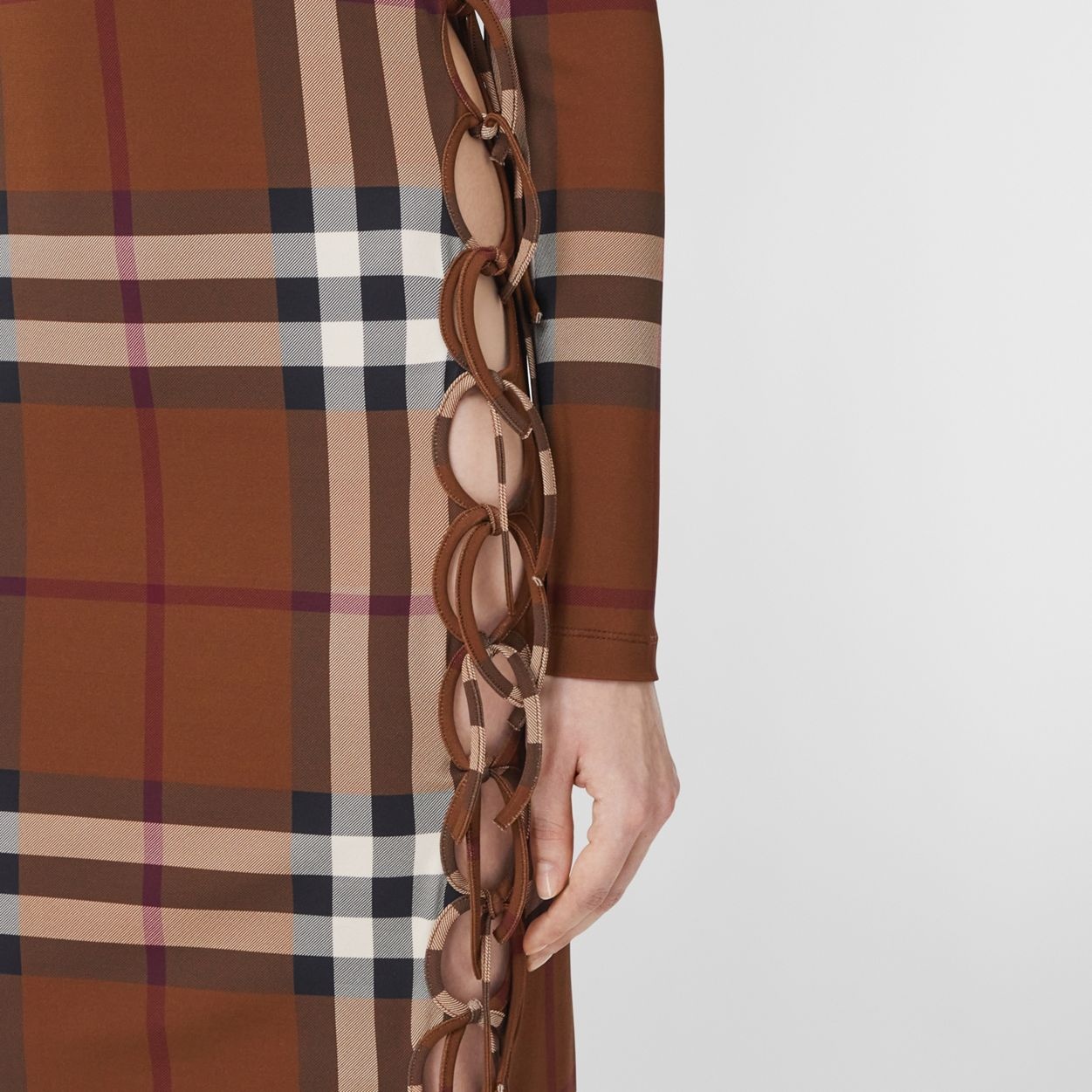 Check Stretch Jersey Side-tie Dress - 5