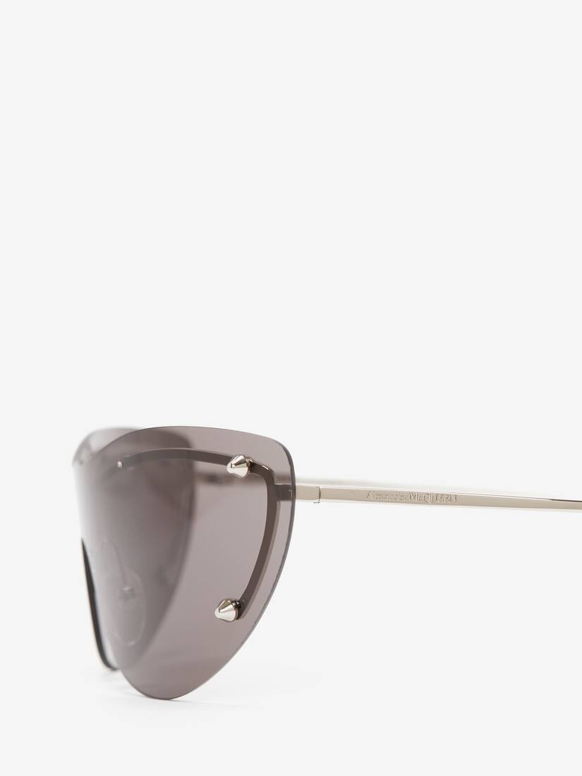 Women's Spike Studs Cat-eye Mask Sunglasses in Smoke/silver - 4