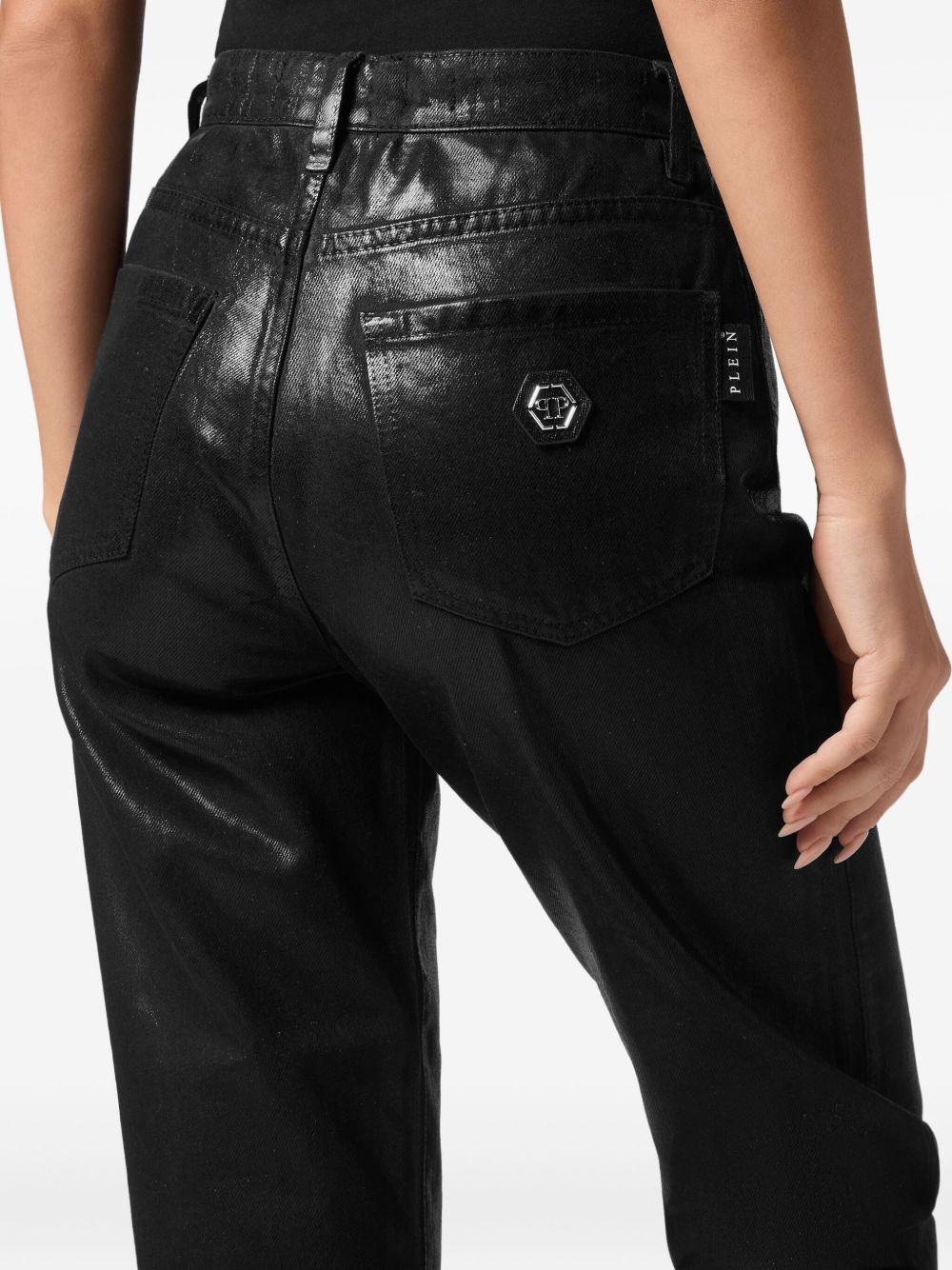 coated-finish trousers - 5
