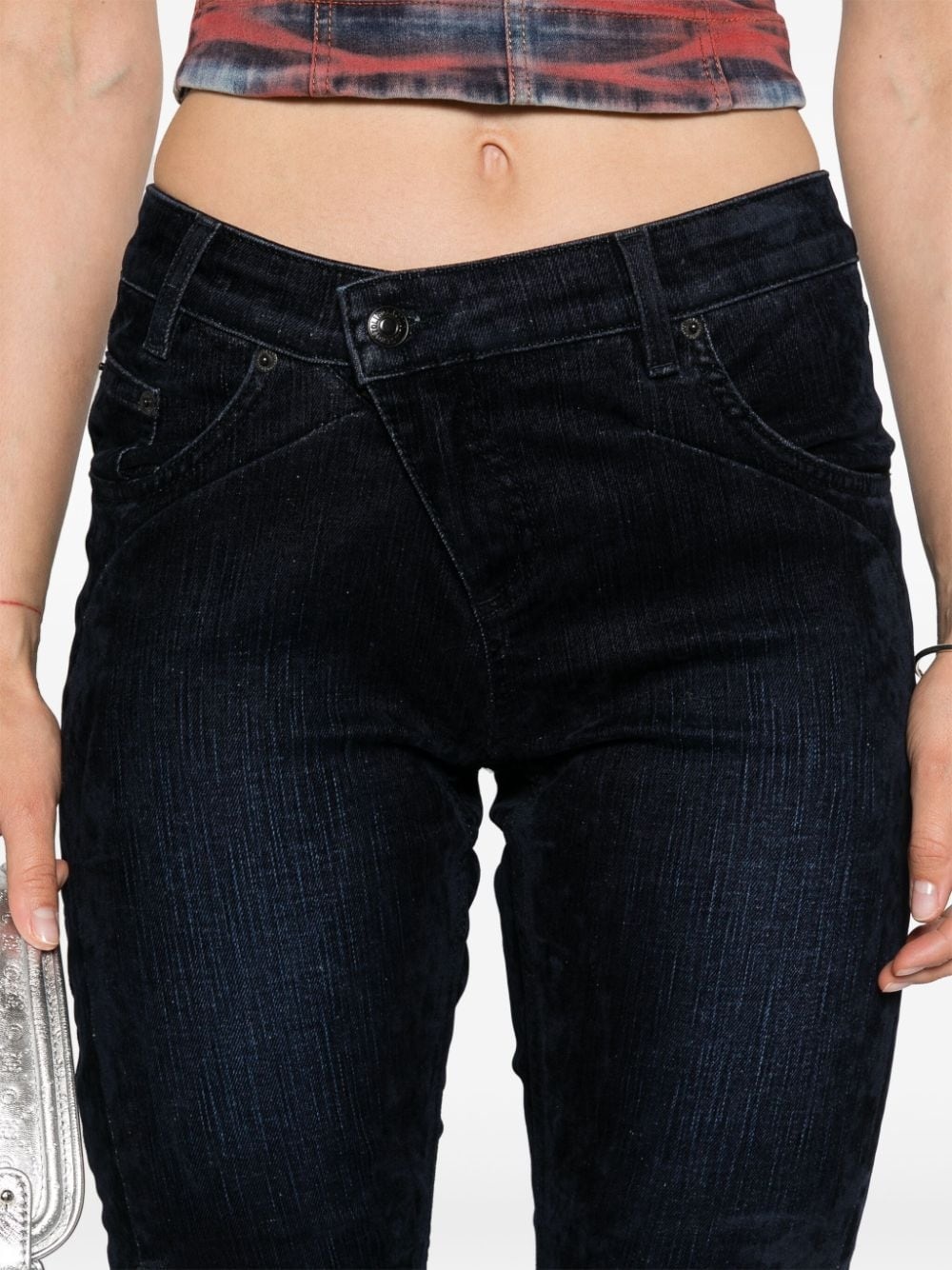 draped velvet jeans - 5