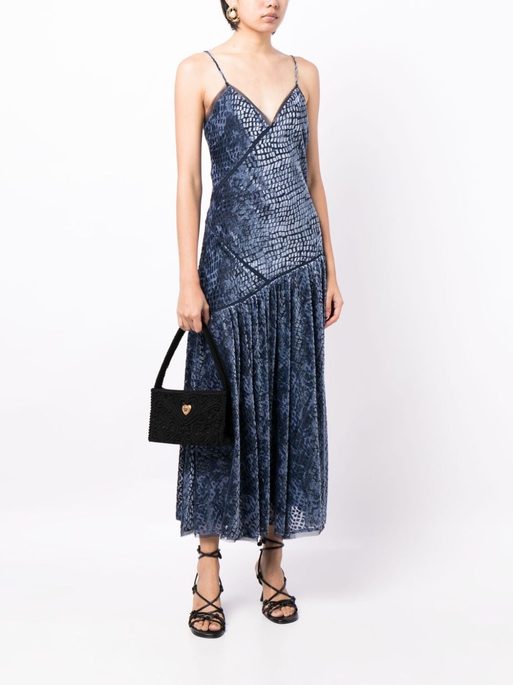 Elodie devorÃ©-effect midi dress - 2
