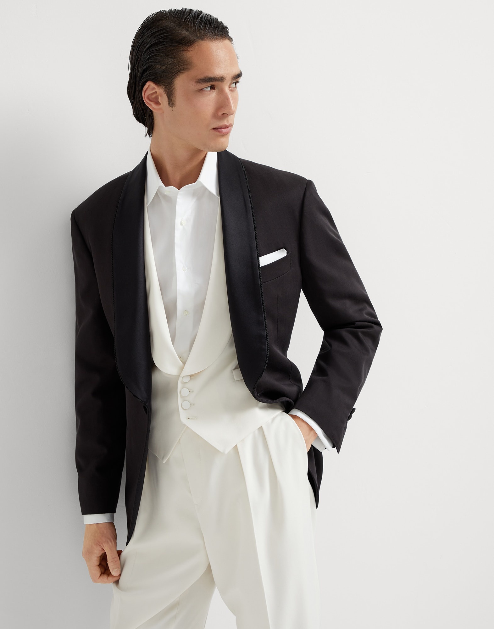 Délavé silk twill waistcoat with shawl lapels - 4