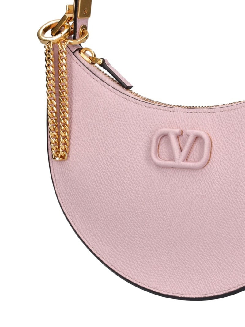 Mini V logo Signature leather hobo bag - 3