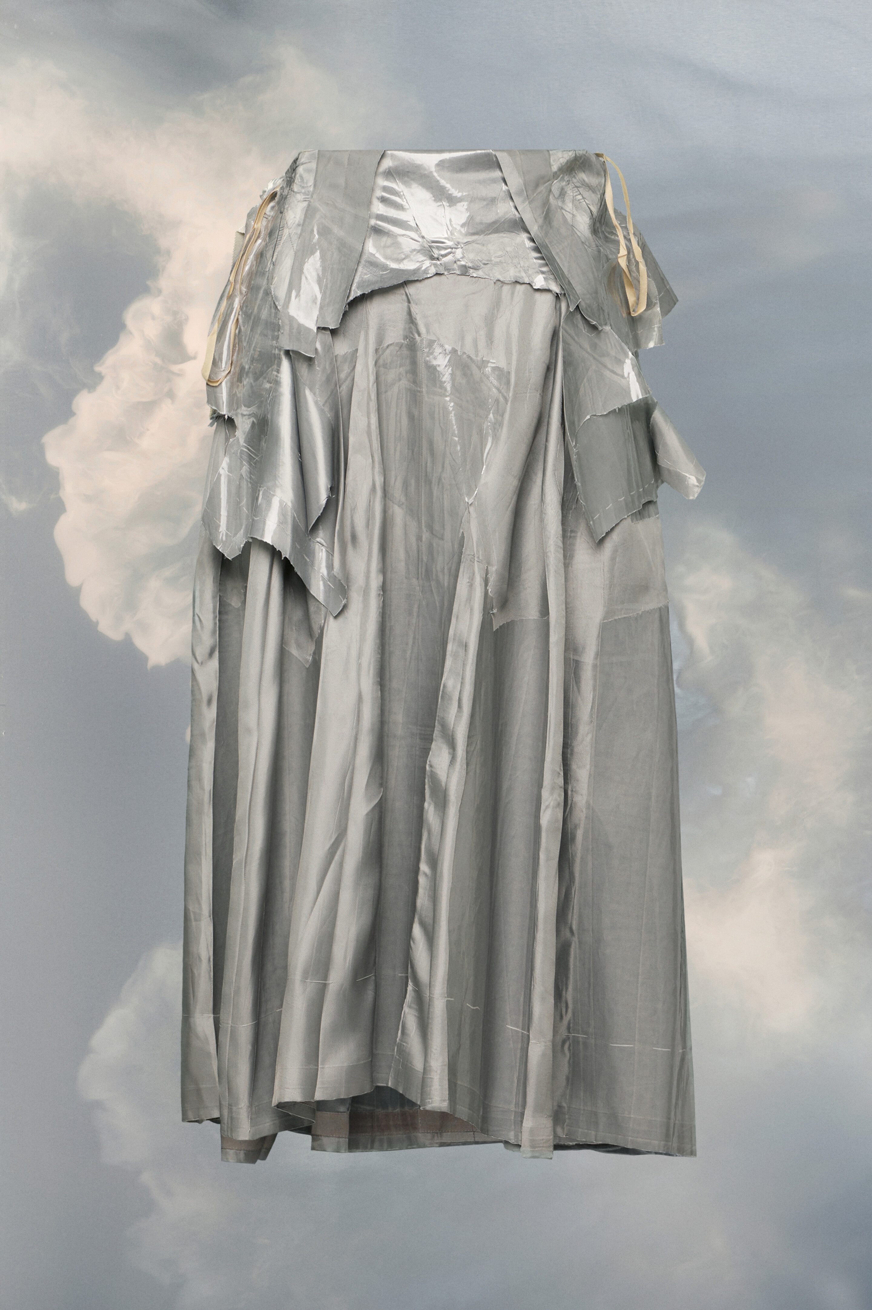 Laminated satin midi skirt - 1