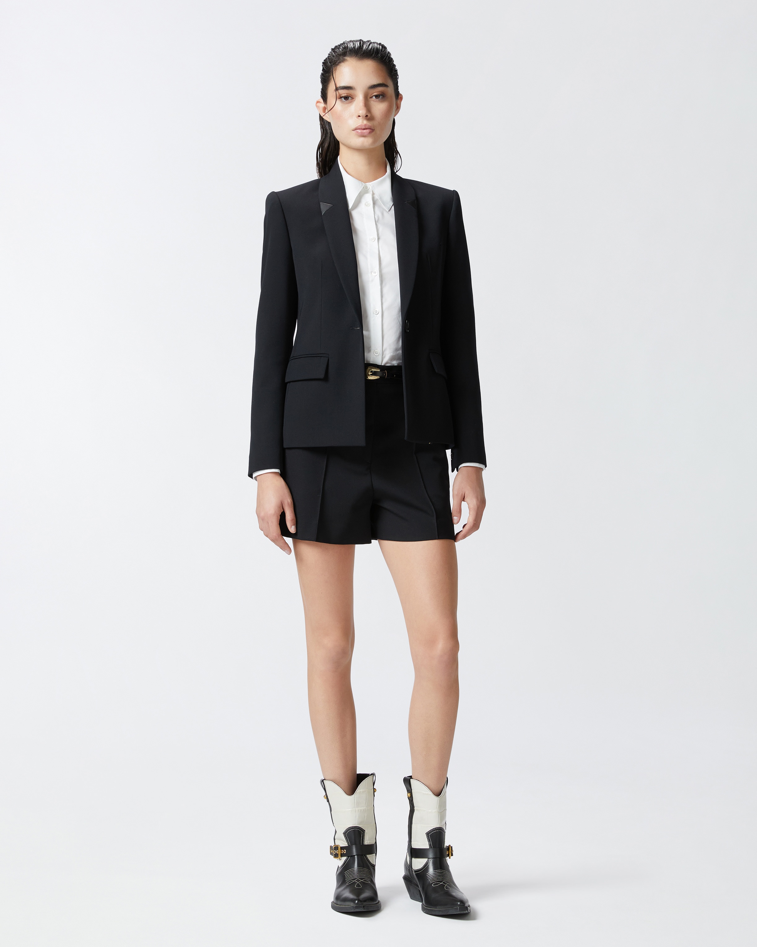 BLACK SINGLE-BREASTED WOOL TWILL BLAZER - 3