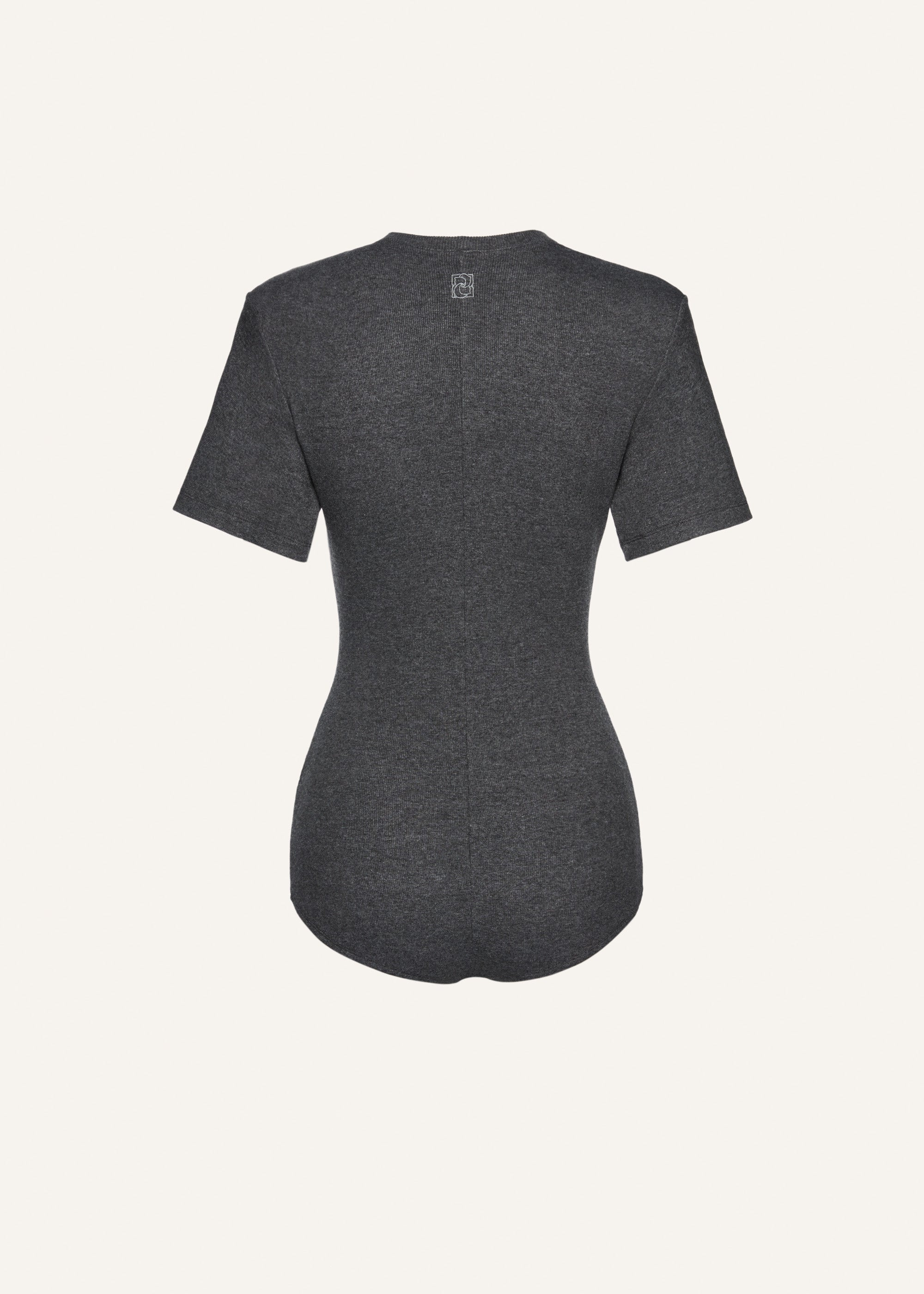 Ribbed short sleeve bodysuit in grey - 2
