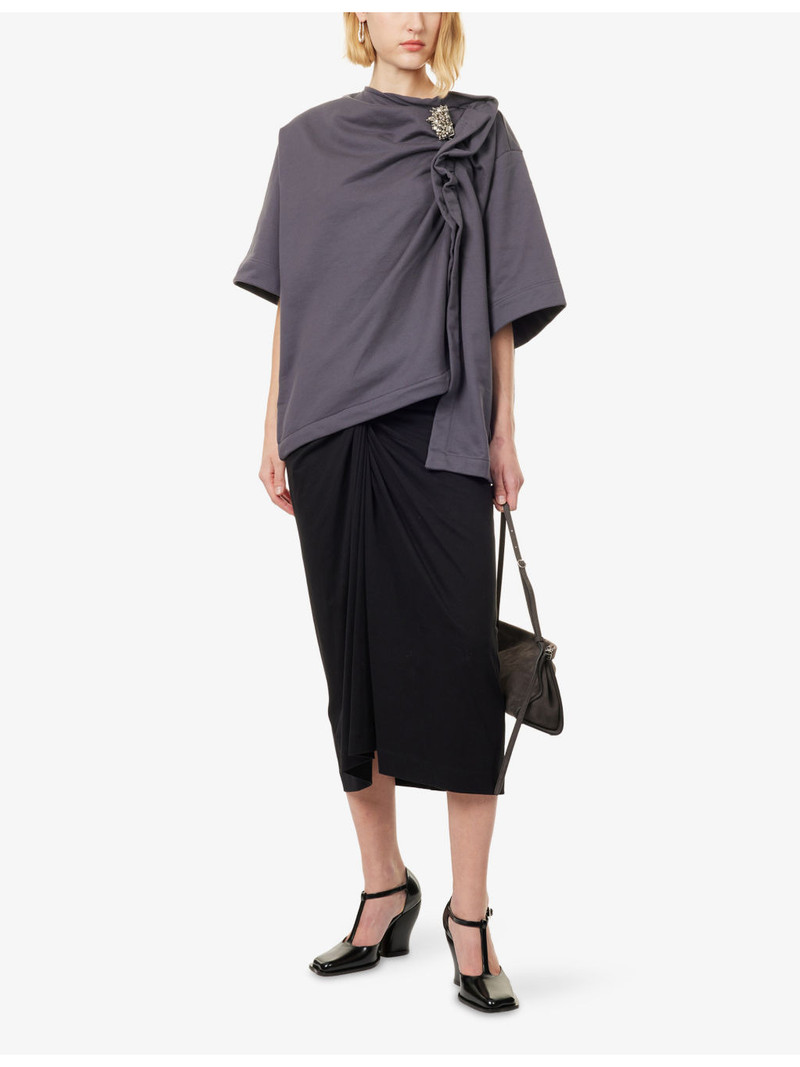 Dries Van Noten Embellished Asymmetric Cotton-Jersey Top outlook