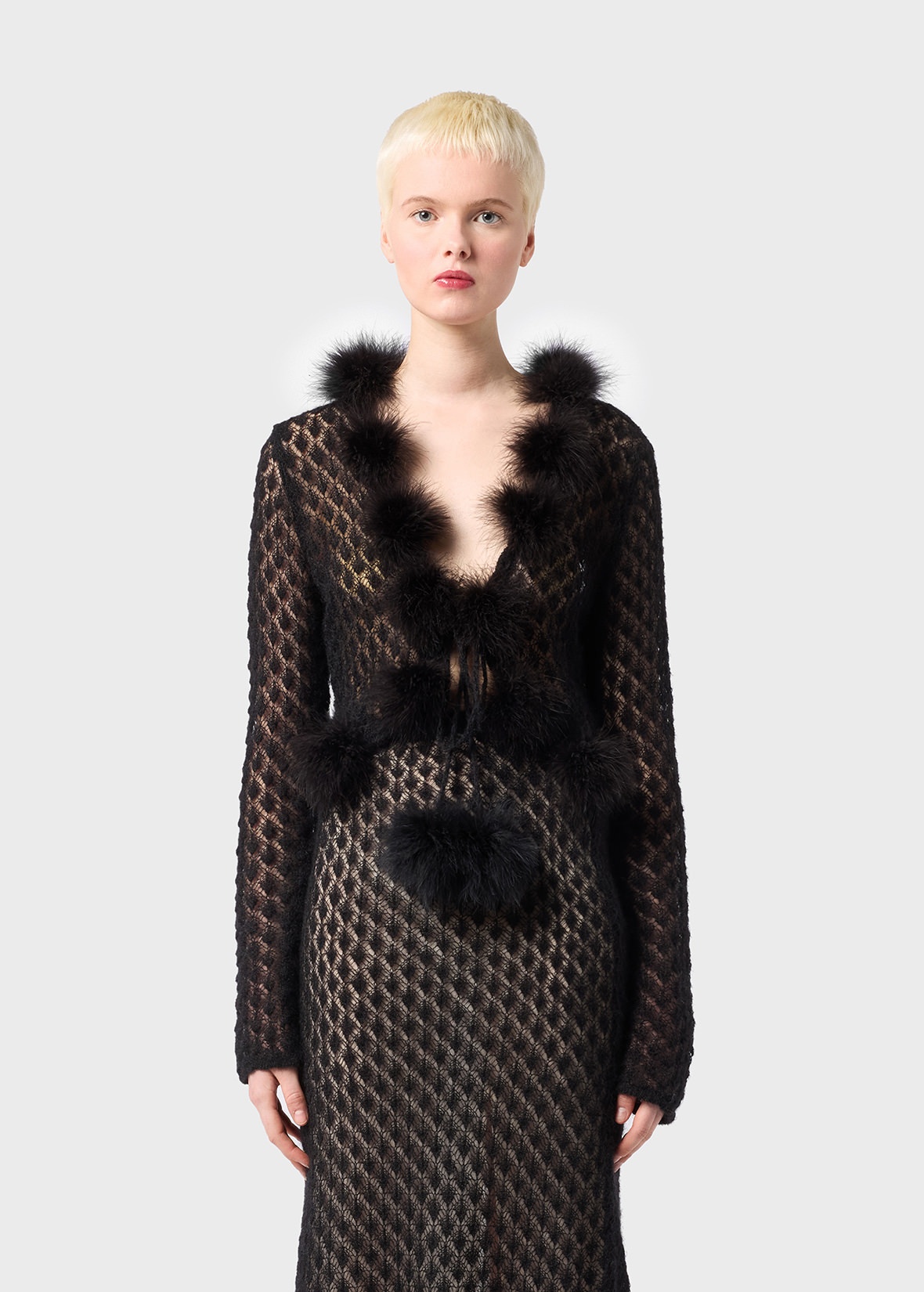 CARDIGAN WITH MARABOU POM-POMS - 3