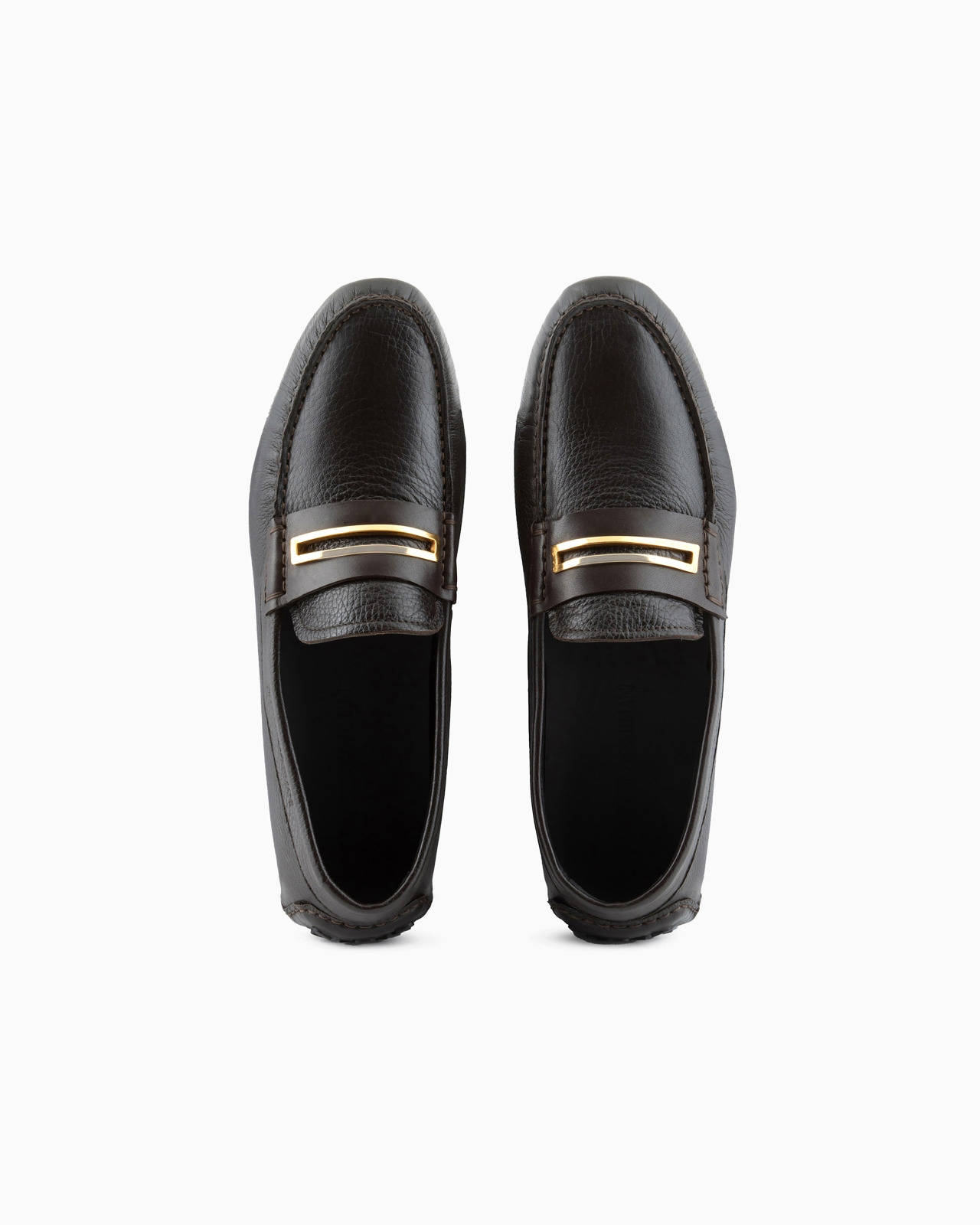 Pebbled leather driving loafers with stirrup bar - 3