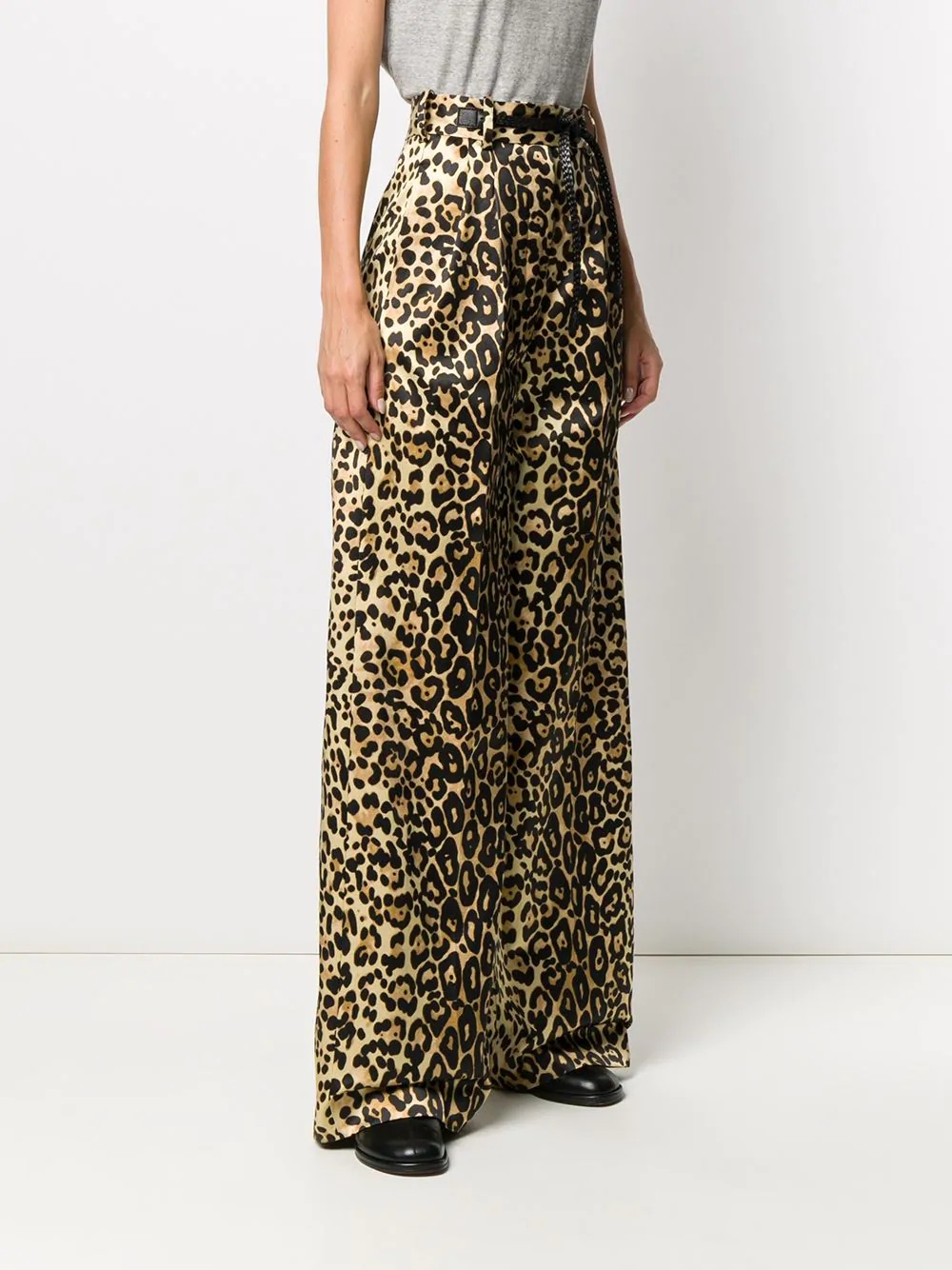 leopard print wide-leg trousers - 3