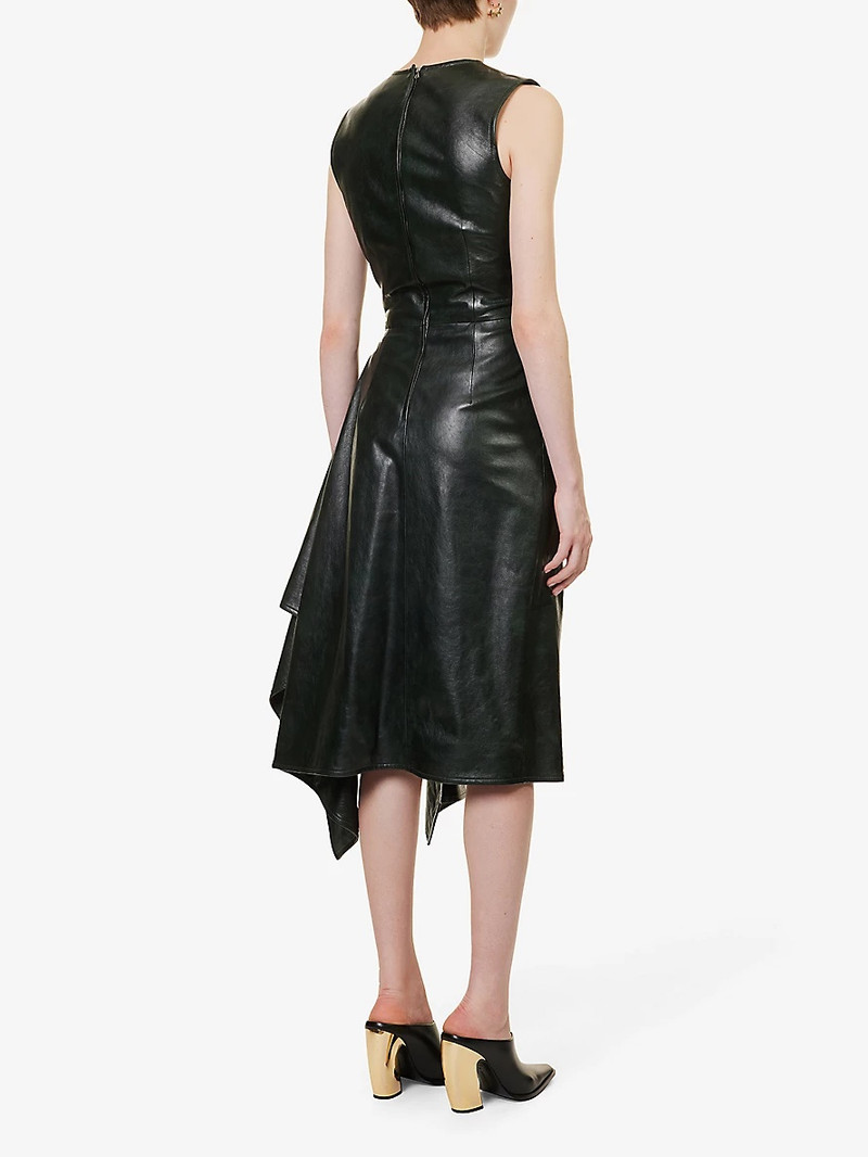 V-neck sleeveless leather midi dress 4