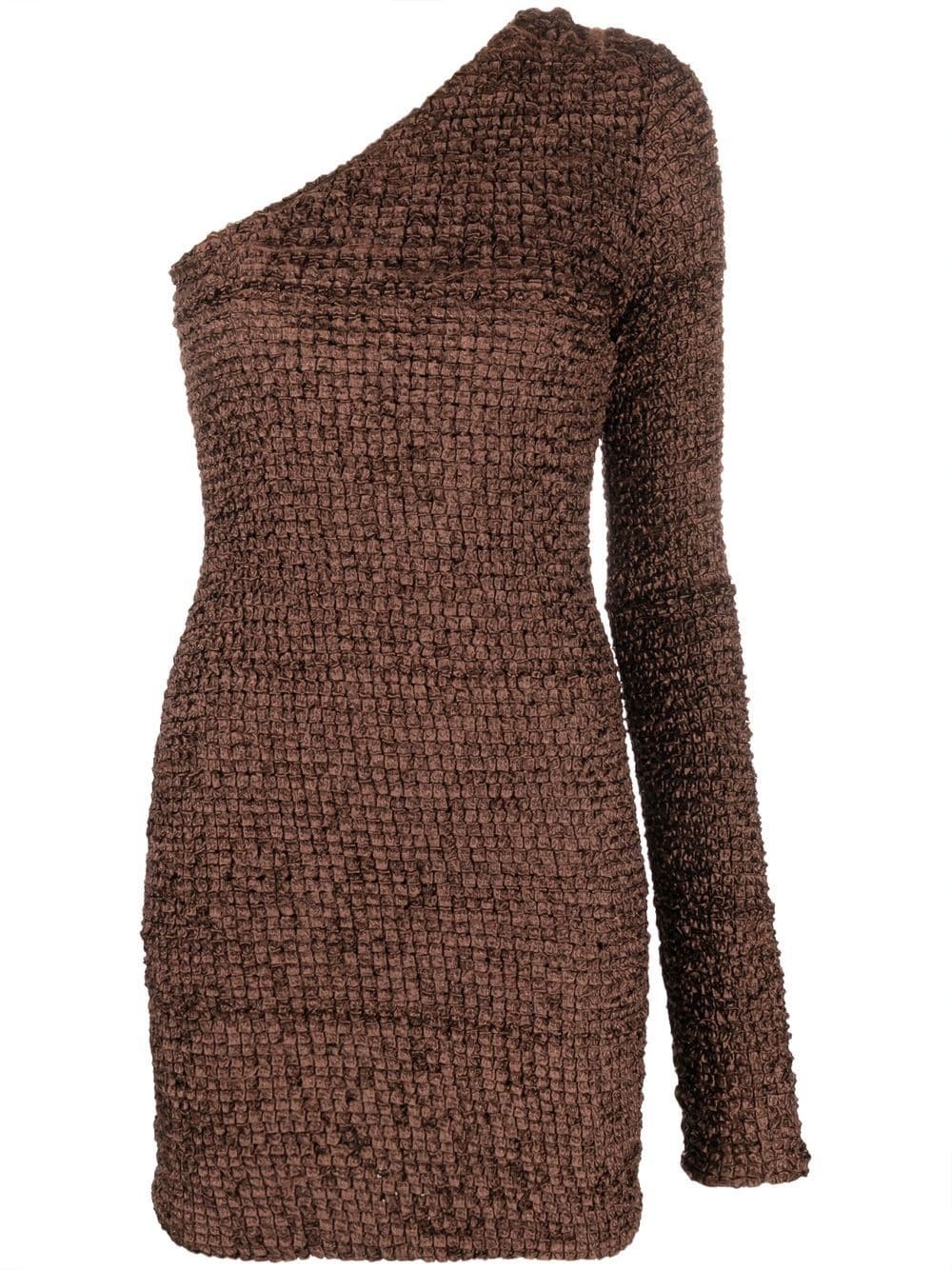 fitted one-sleeve mini dress - 1
