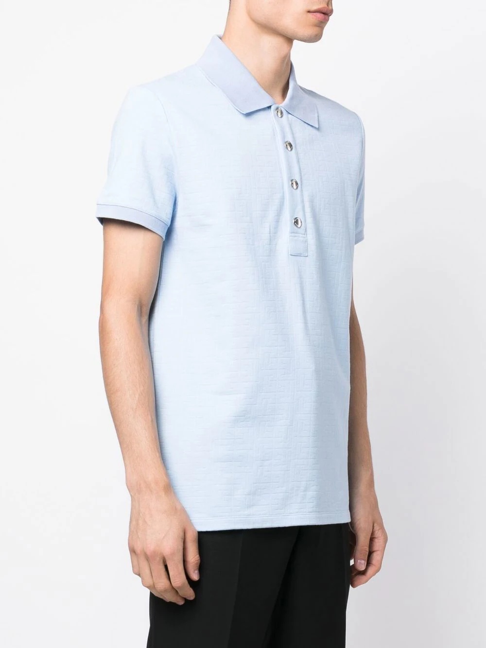 cotton blend knit short-sleeve polo shirt - 3