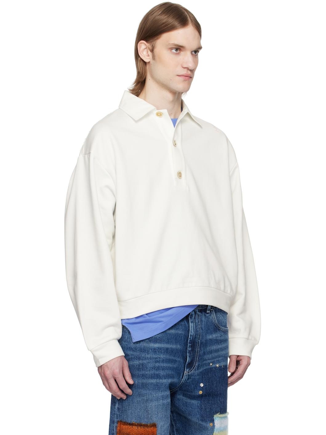 White Loopback Cotton Jersey Polo - 2