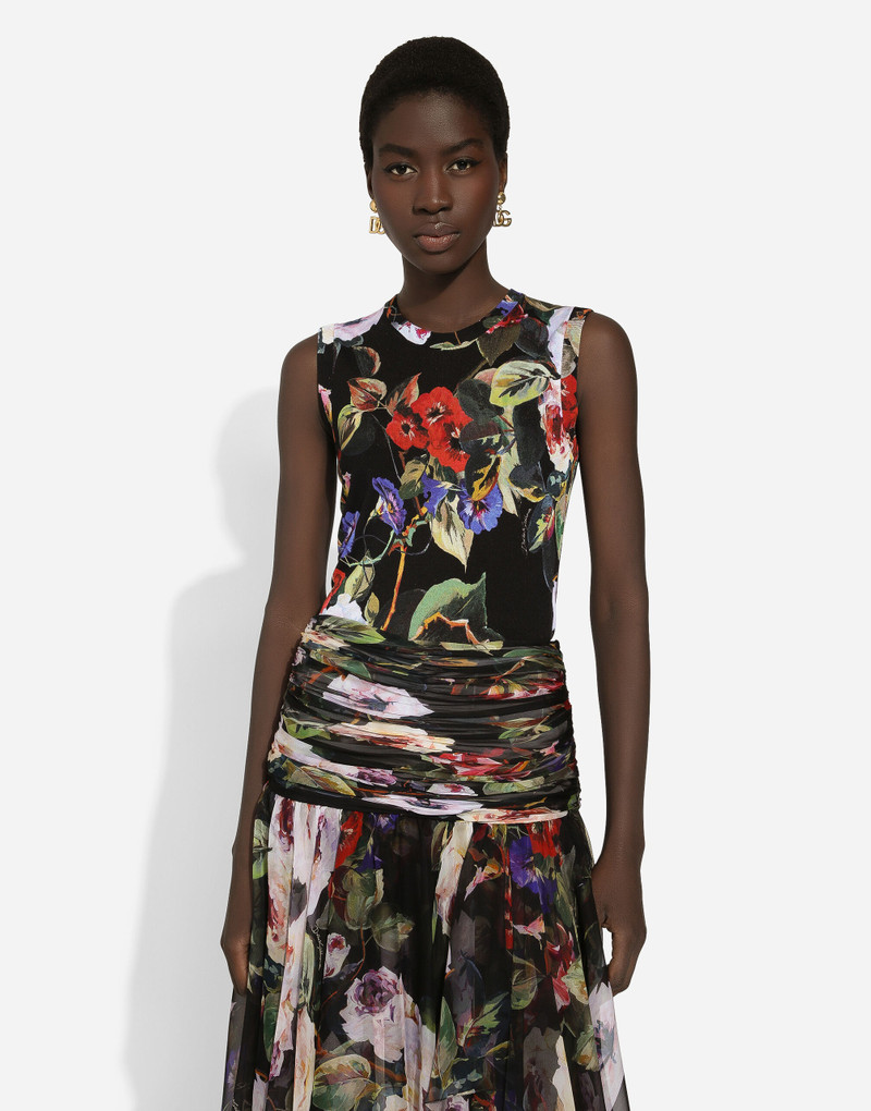 Silk tank top with rose garden print 4